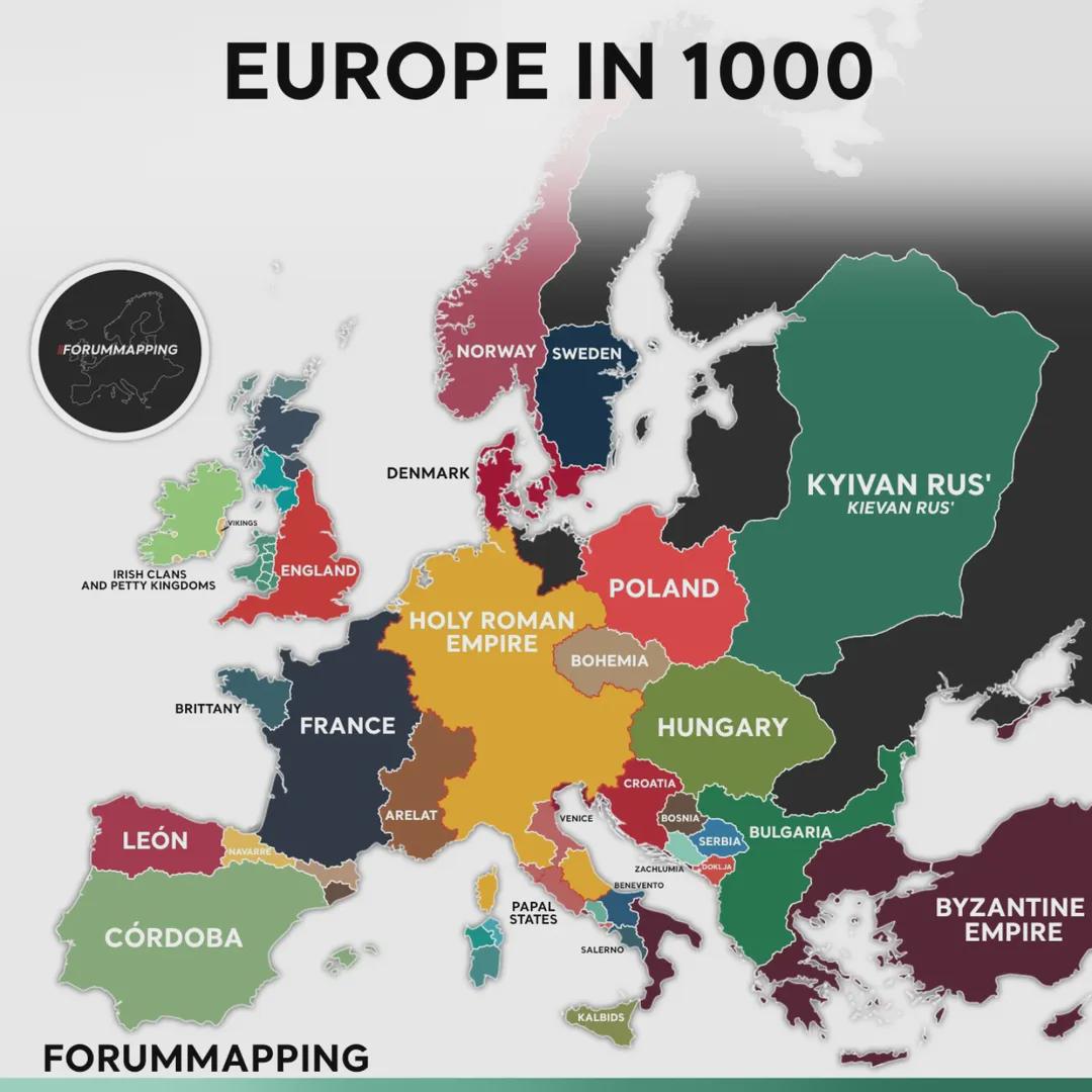 Map of Europe in 1000 Map of Europe in 1000