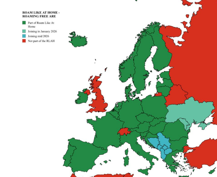 Roaming-free Zone Countries in Europe Map Roaming-free Zone Countries in Europe Map