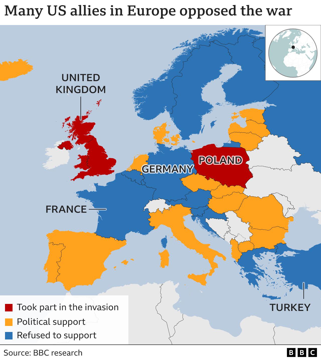 European Nations Stance on the Iraq War Map European Nations Stance on the Iraq War Map