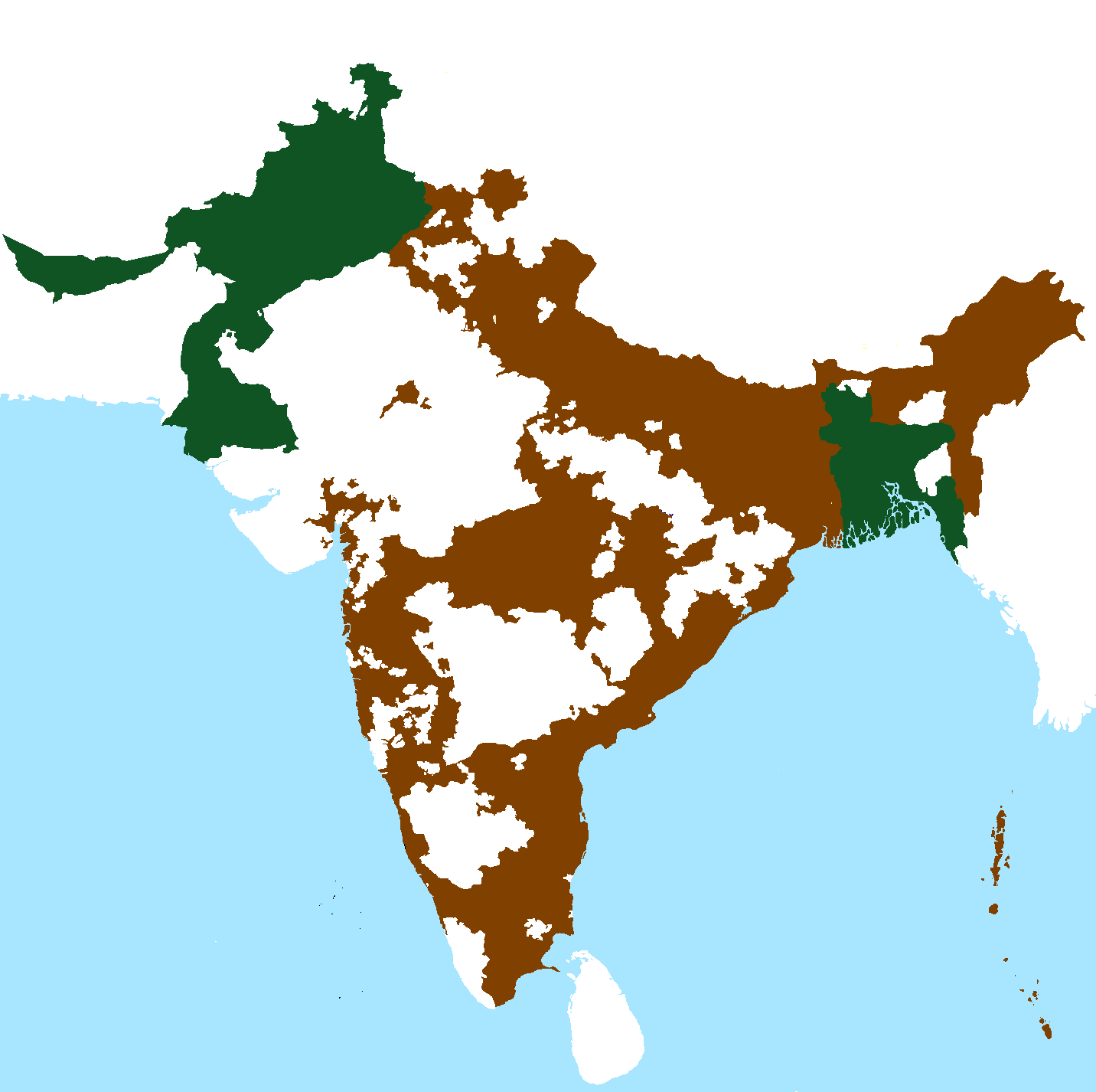 Borders of India and Pakistan Map 1947