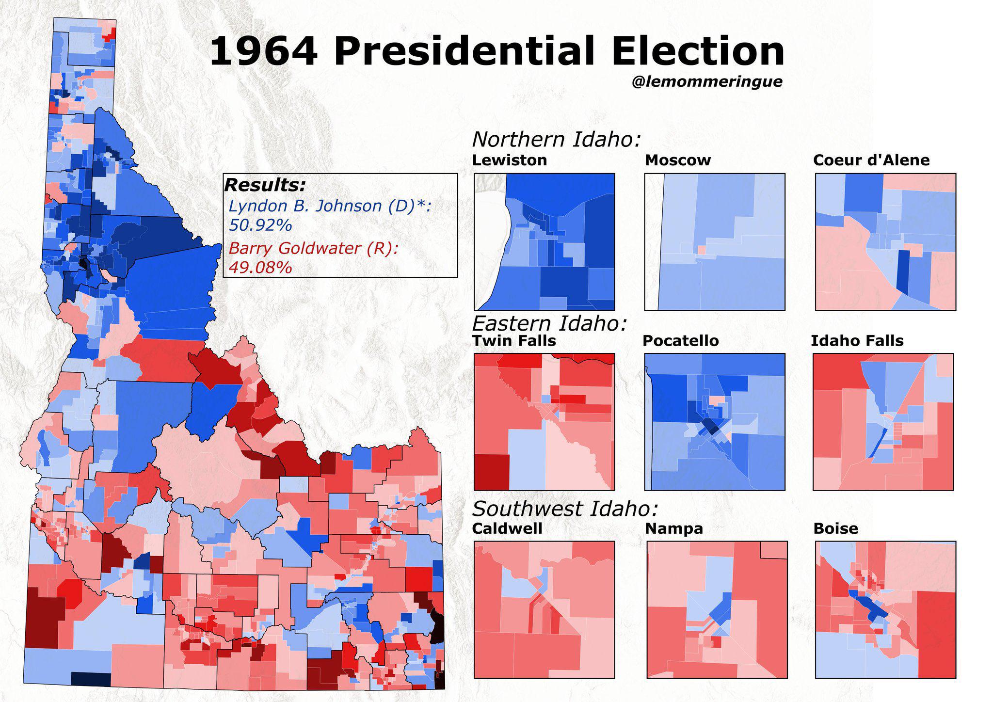 1964 Presidential Election Results Map of Idaho 1964 Presidential Election Results Map of Idaho