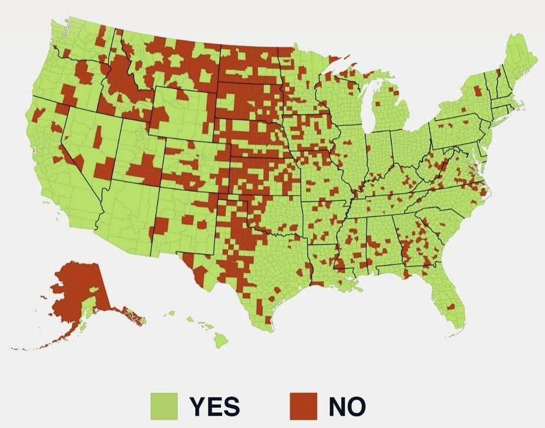 Counties with and without McDonald's Map Counties with and without McDonald's Map