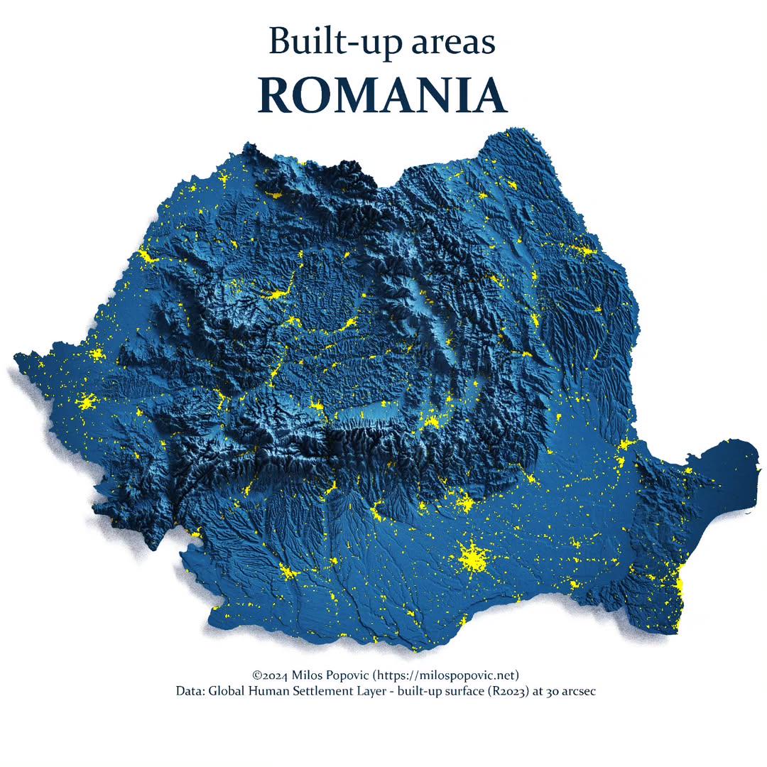 Built-up Areas in Romania Map Built-up Areas in Romania Map