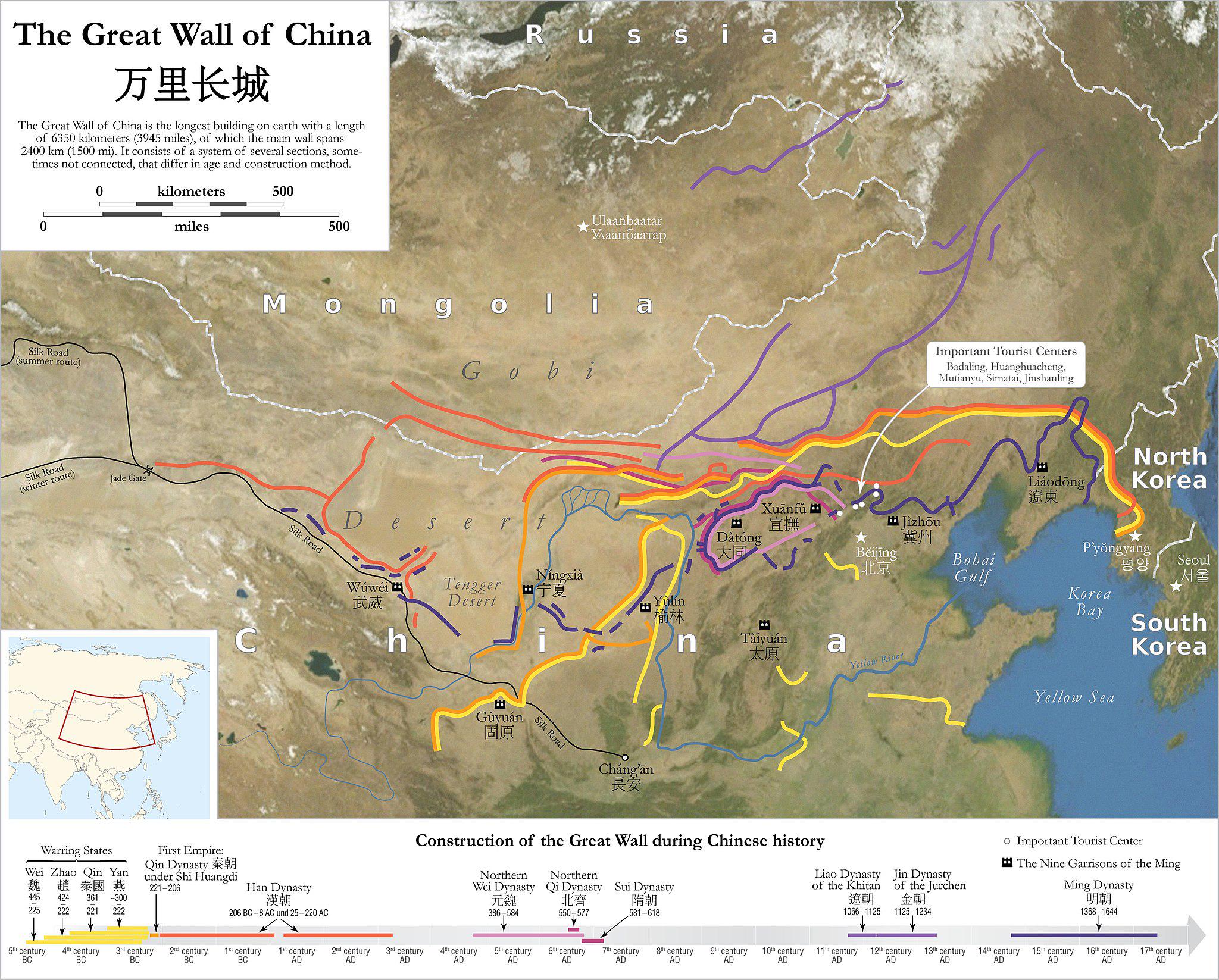 The Great Wall of China Map The Great Wall of China Map