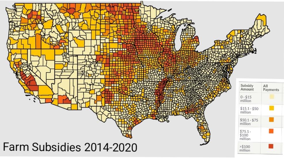 US Farm Subsidies by County Map US Farm Subsidies by County Map