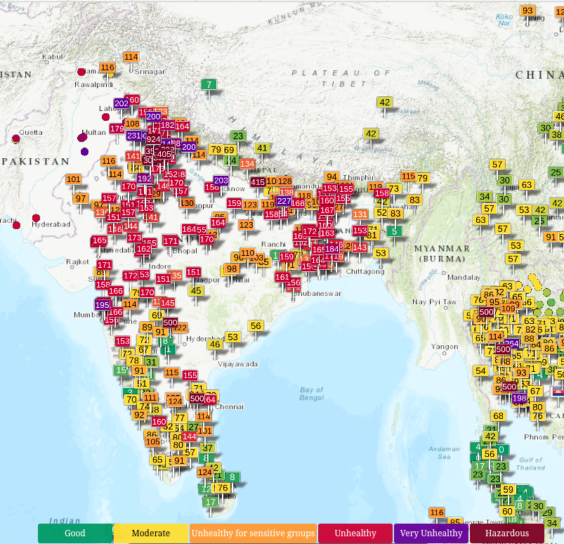 India AQI Map After Diwali 2023 India AQI Map After Diwali 2023