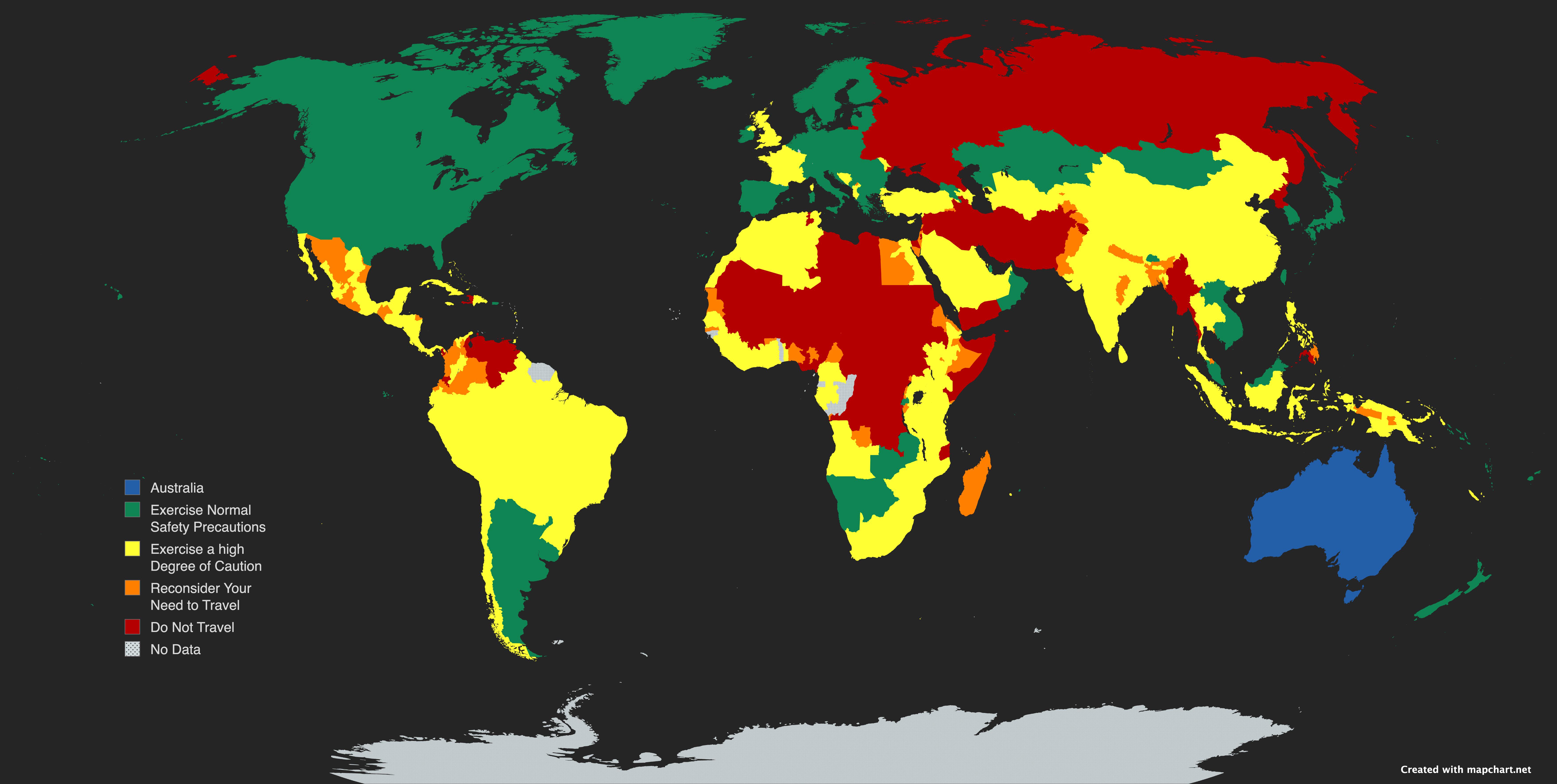 Travel Advice Map by Australian Government Travel Advice Map by Australian Government