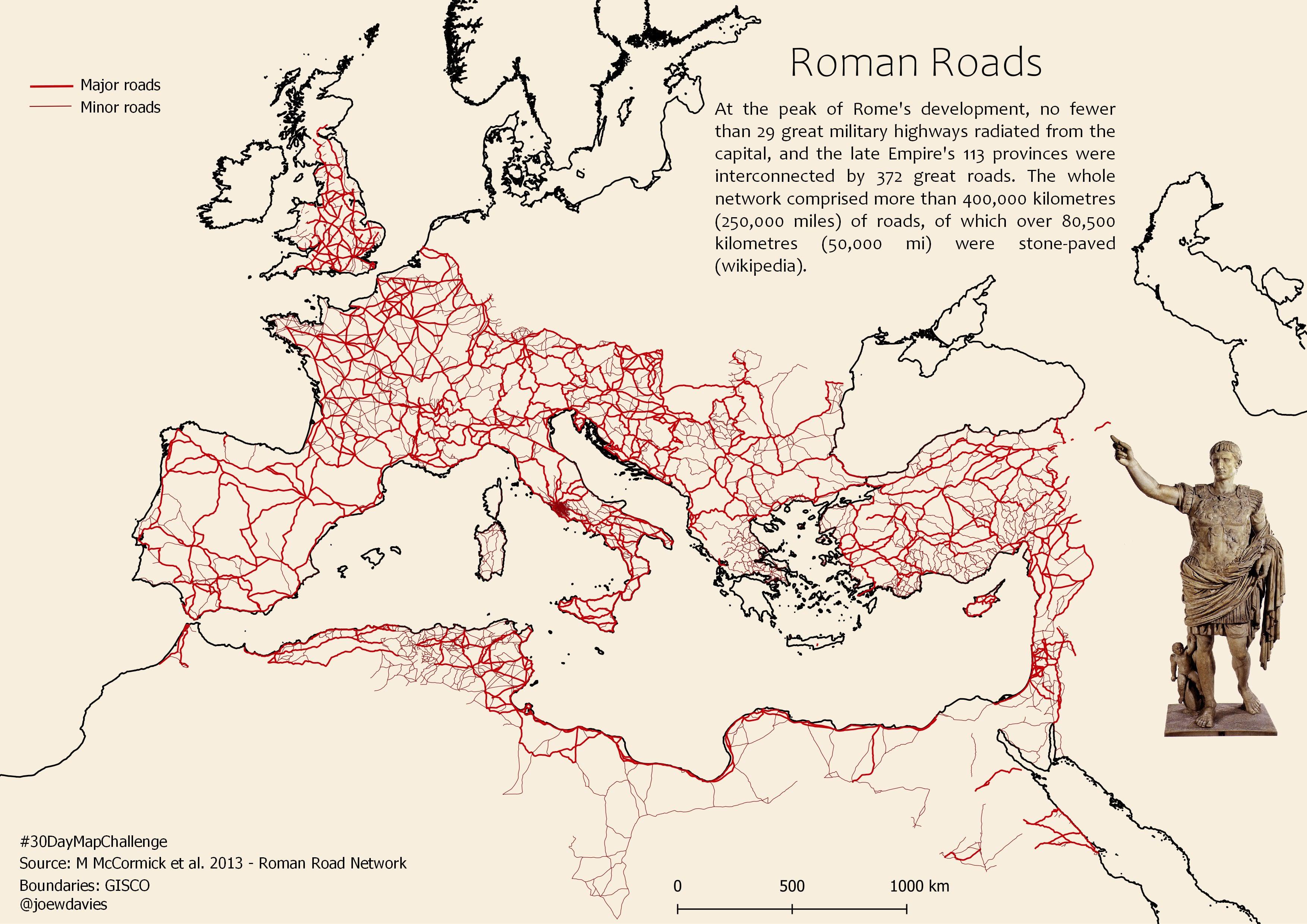 Map of Major and Minor Roads in the Roman Empire Map of Major and Minor Roads in the Roman Empire