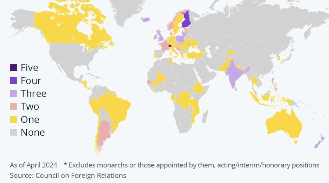 Map of Countries Led by Females Since UN Creation Map of Countries Led by Females Since UN Creation