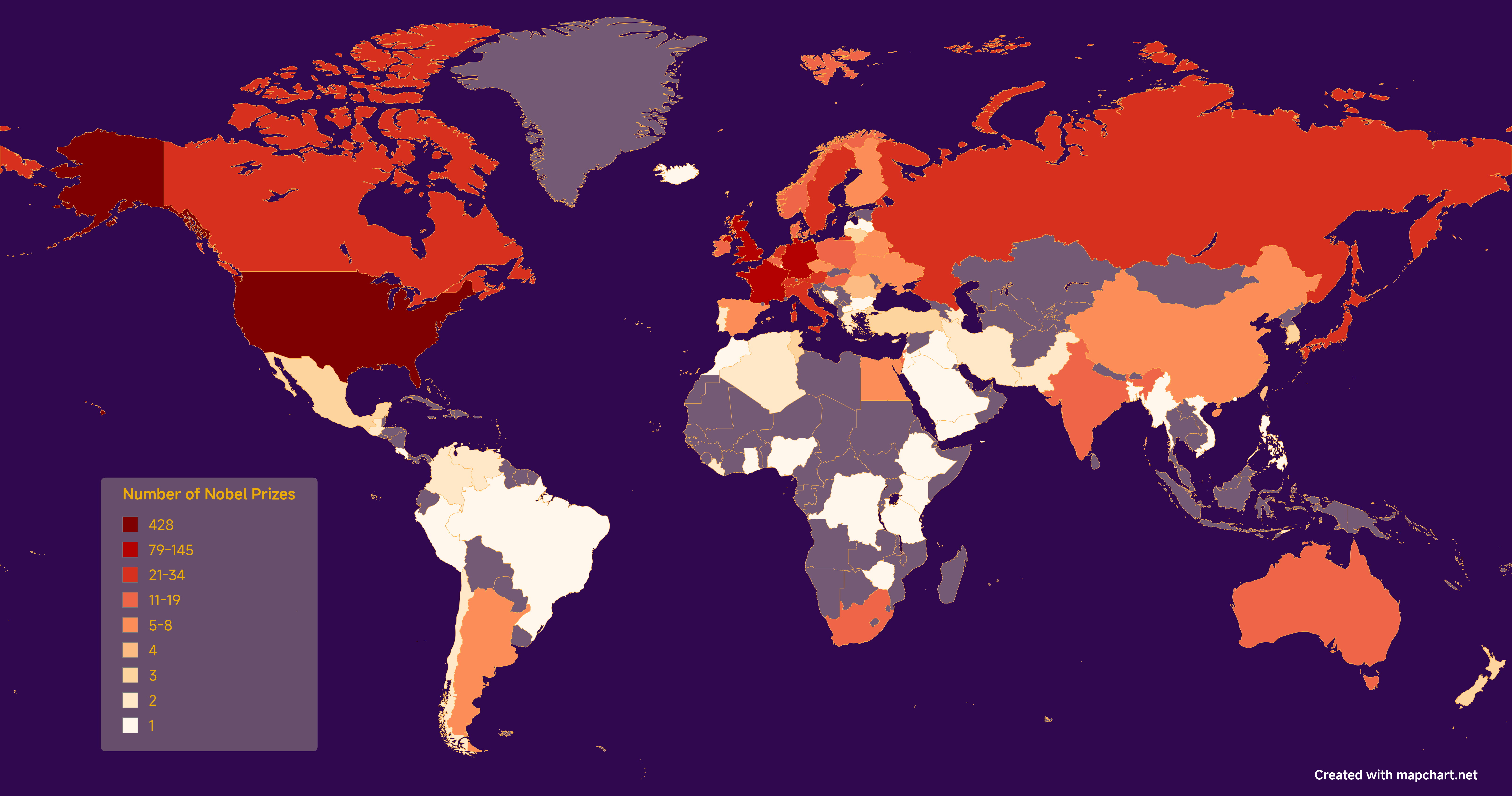 Nobel Prizes by Country Map 2025 Nobel Prizes by Country Map 2025