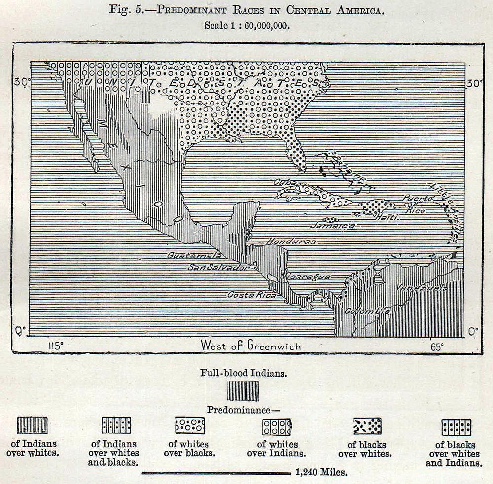 Predominant Races in Central America Map Predominant Races in Central America Map