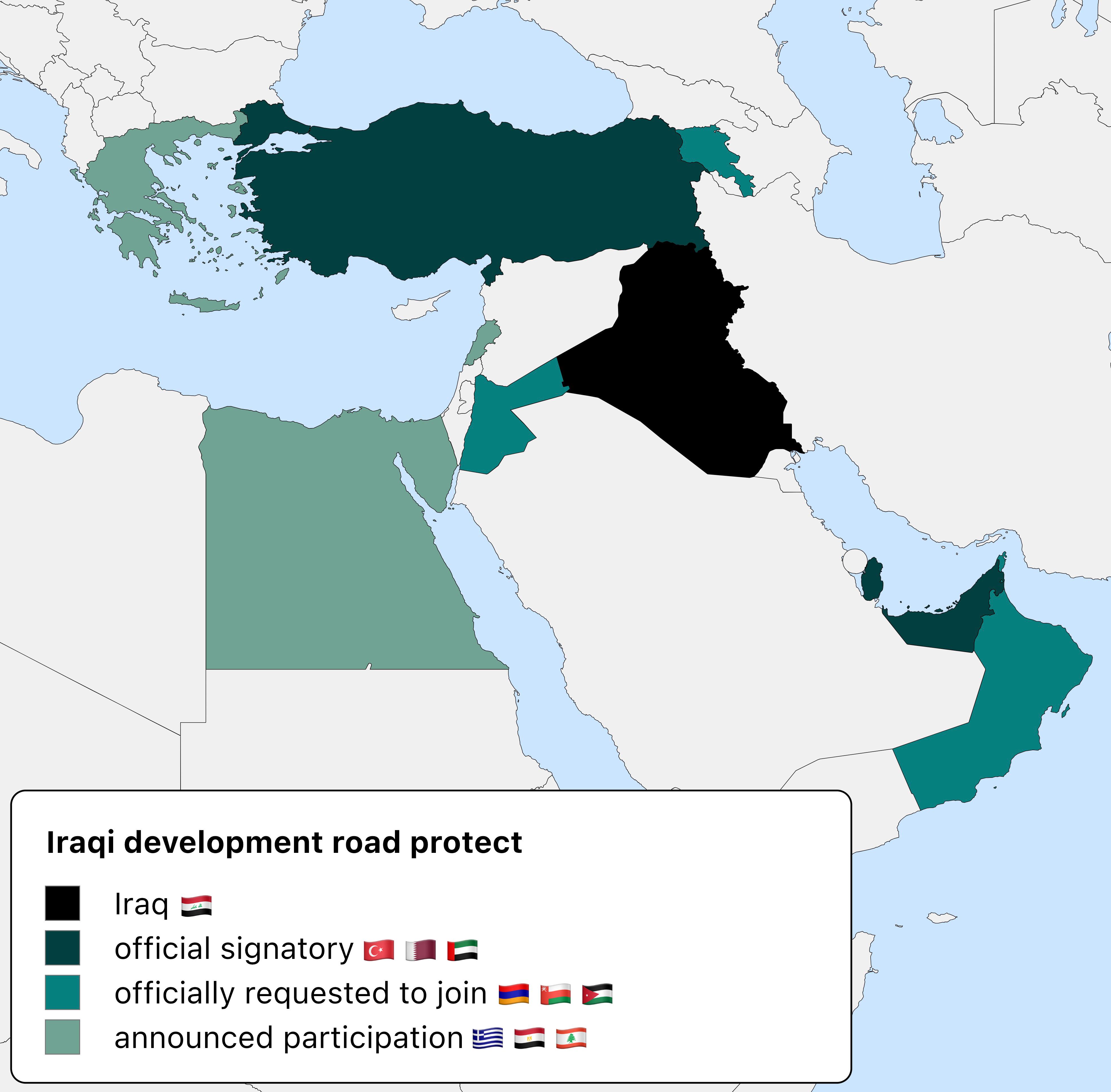 Iraq Development Road Project Countries Involved Map Iraq Development Road Project Countries Involved Map