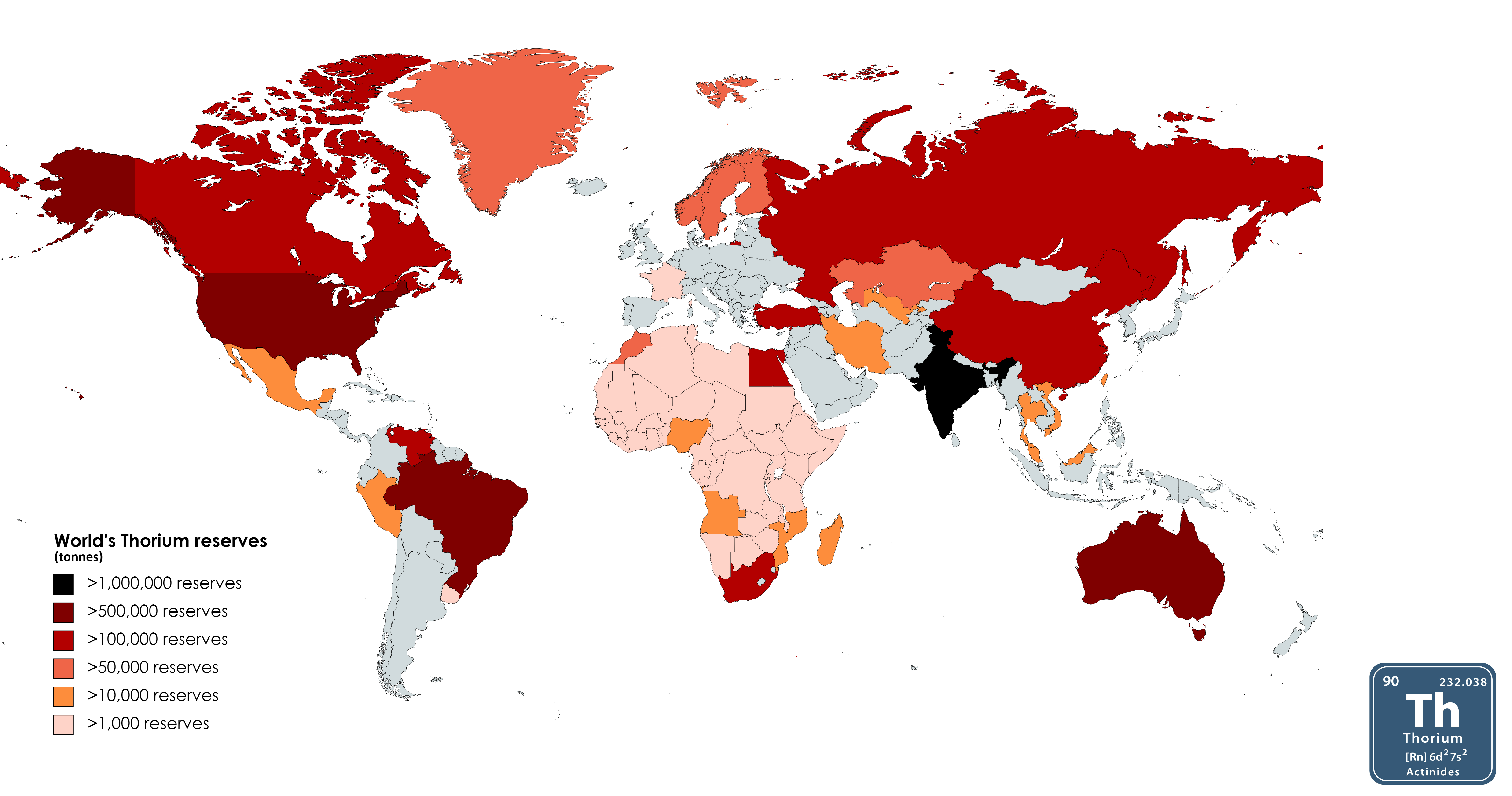 World's Thorium Reserves Map World's Thorium Reserves Map