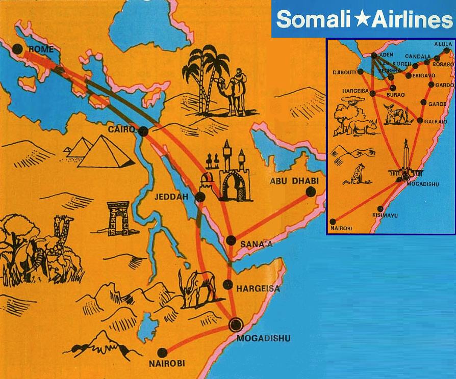 Somali Airlines Route Map Somali Airlines Route Map