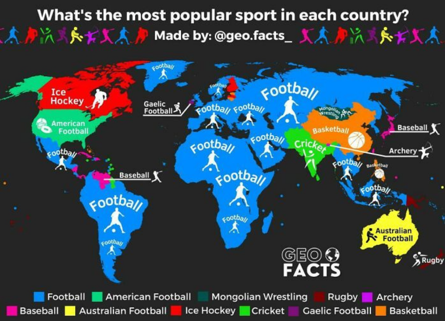 Map of the Most Popular Sport in Each Region Map of the Most Popular Sport in Each Region