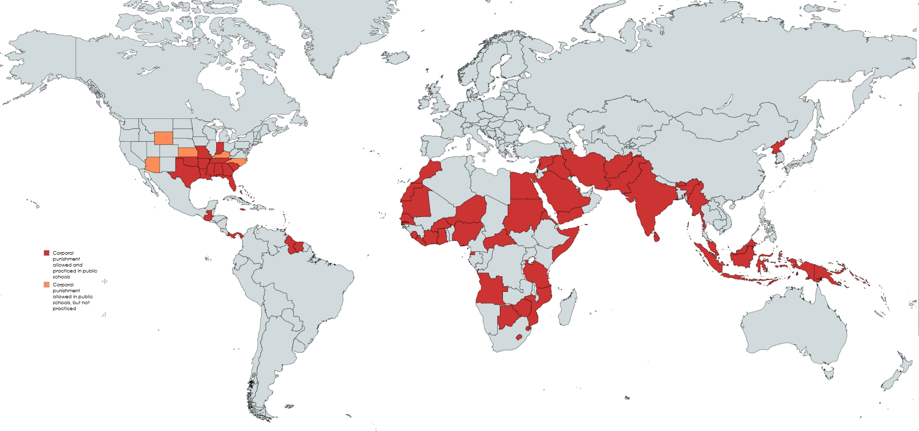 Map of Corporal Punishment in Public Schools Map of Corporal Punishment in Public Schools