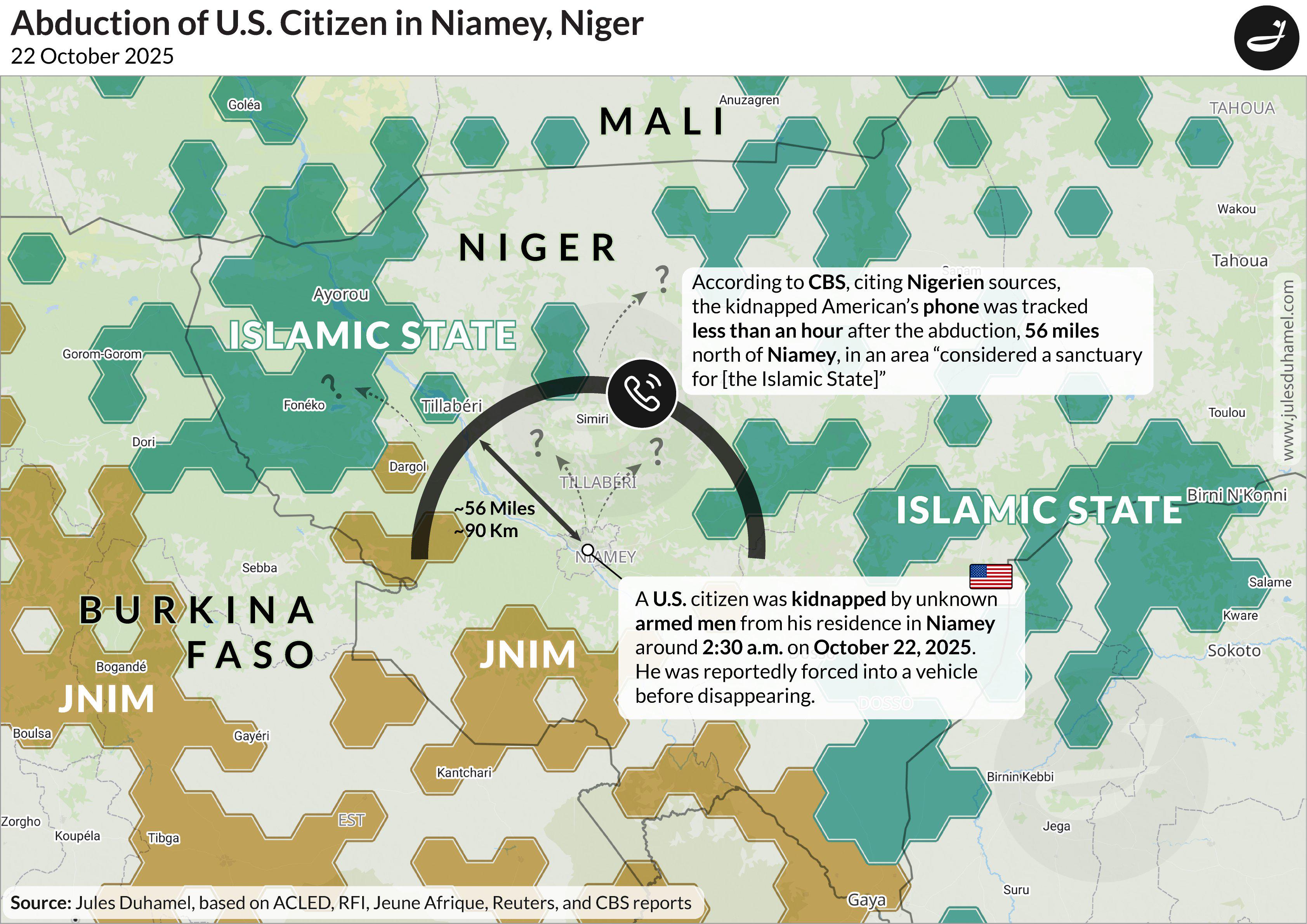 Kidnapping of American Missionary in Niger Map Kidnapping of American Missionary in Niger Map
