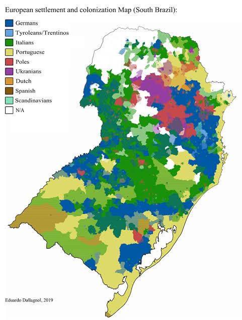 European Settlement and Colonization Map of South Brazil European Settlement and Colonization Map of South Brazil