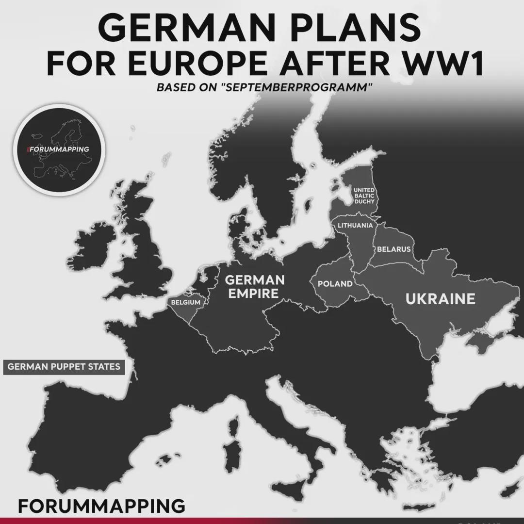 German Plans for Europe After WW1 Map German Plans for Europe After WW1 Map