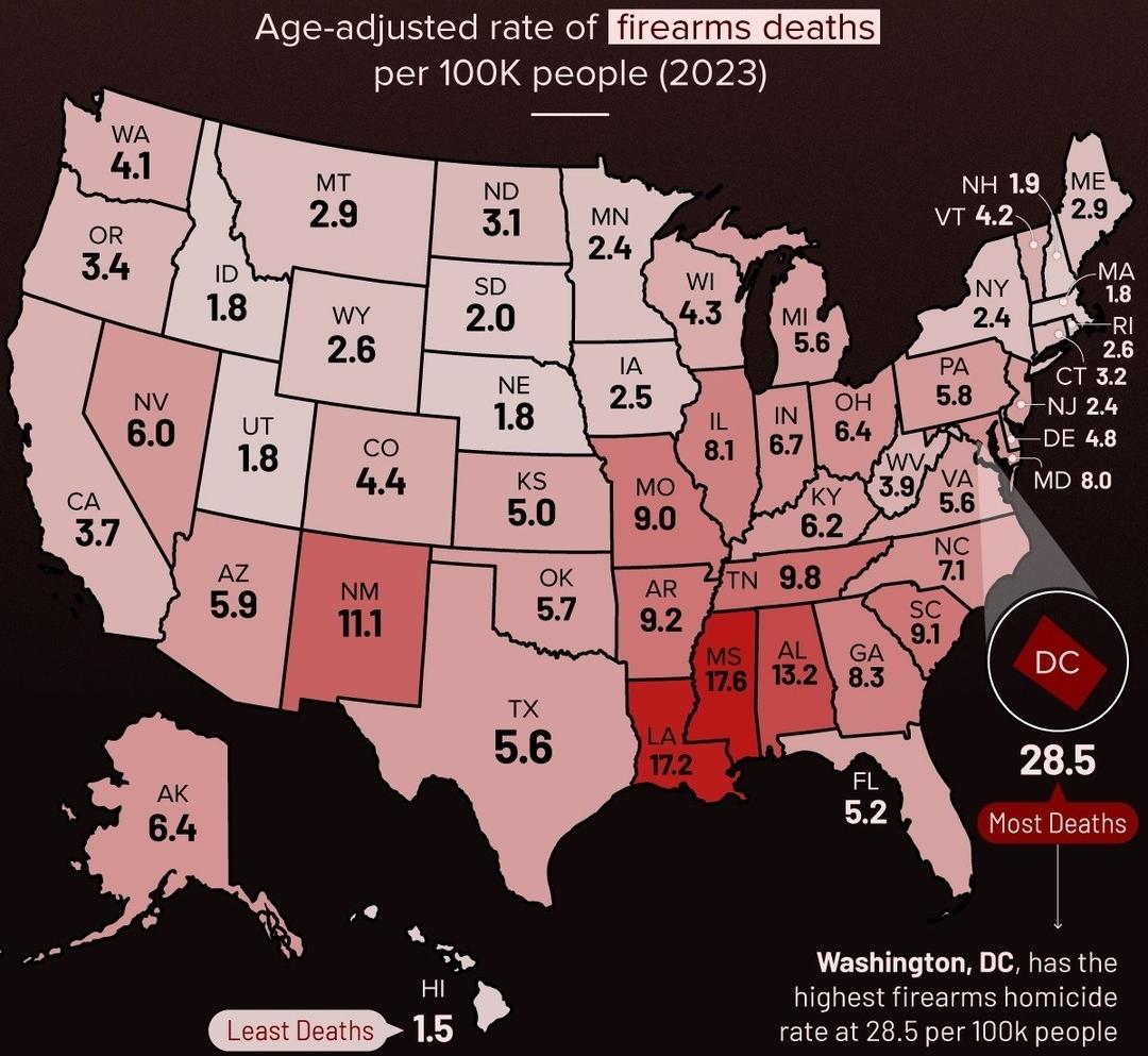 Gun Related Deaths in the USA Map Gun Related Deaths in the USA Map