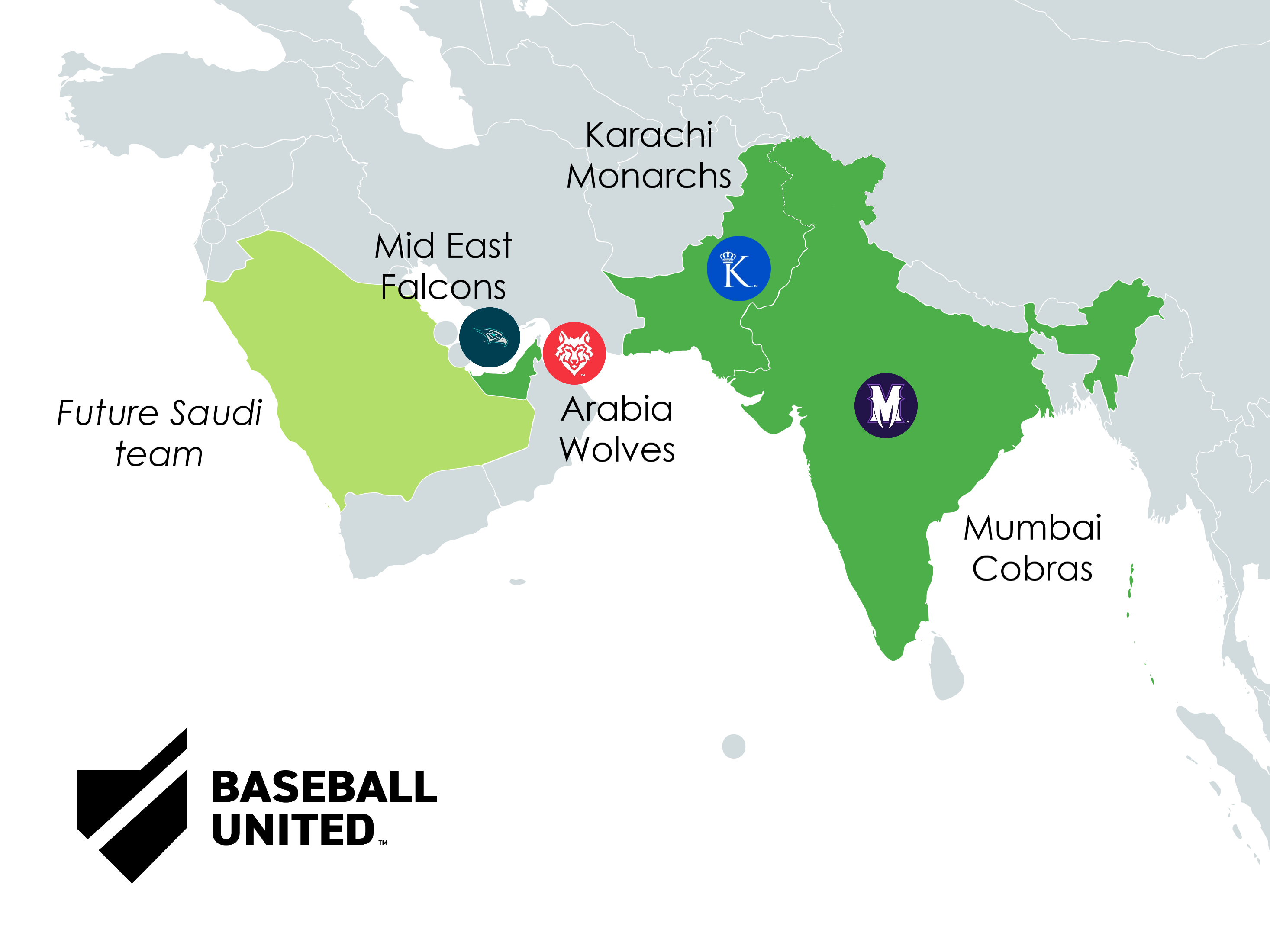 Baseball League Map of Indian Subcontinent and Middle East Baseball League Map of Indian Subcontinent and Middle East