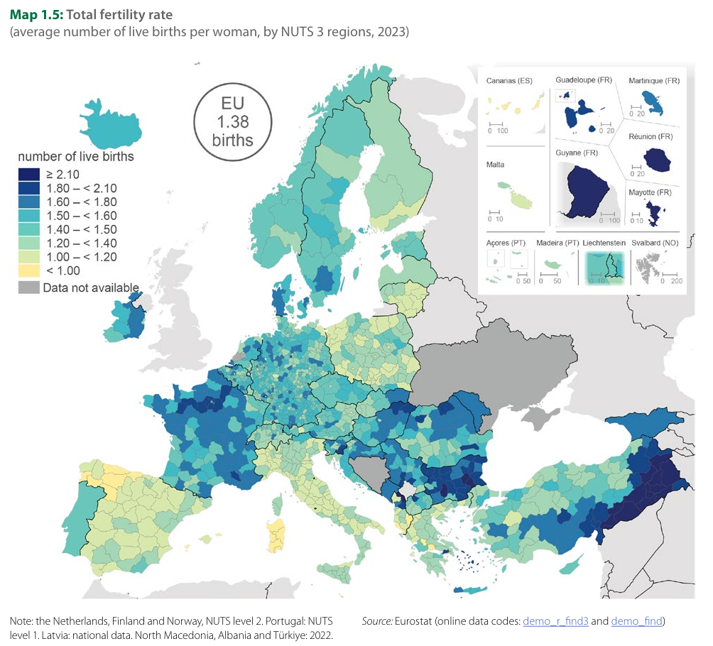 Fertility Rate Per Woman Map of Europe Fertility Rate Per Woman Map of Europe