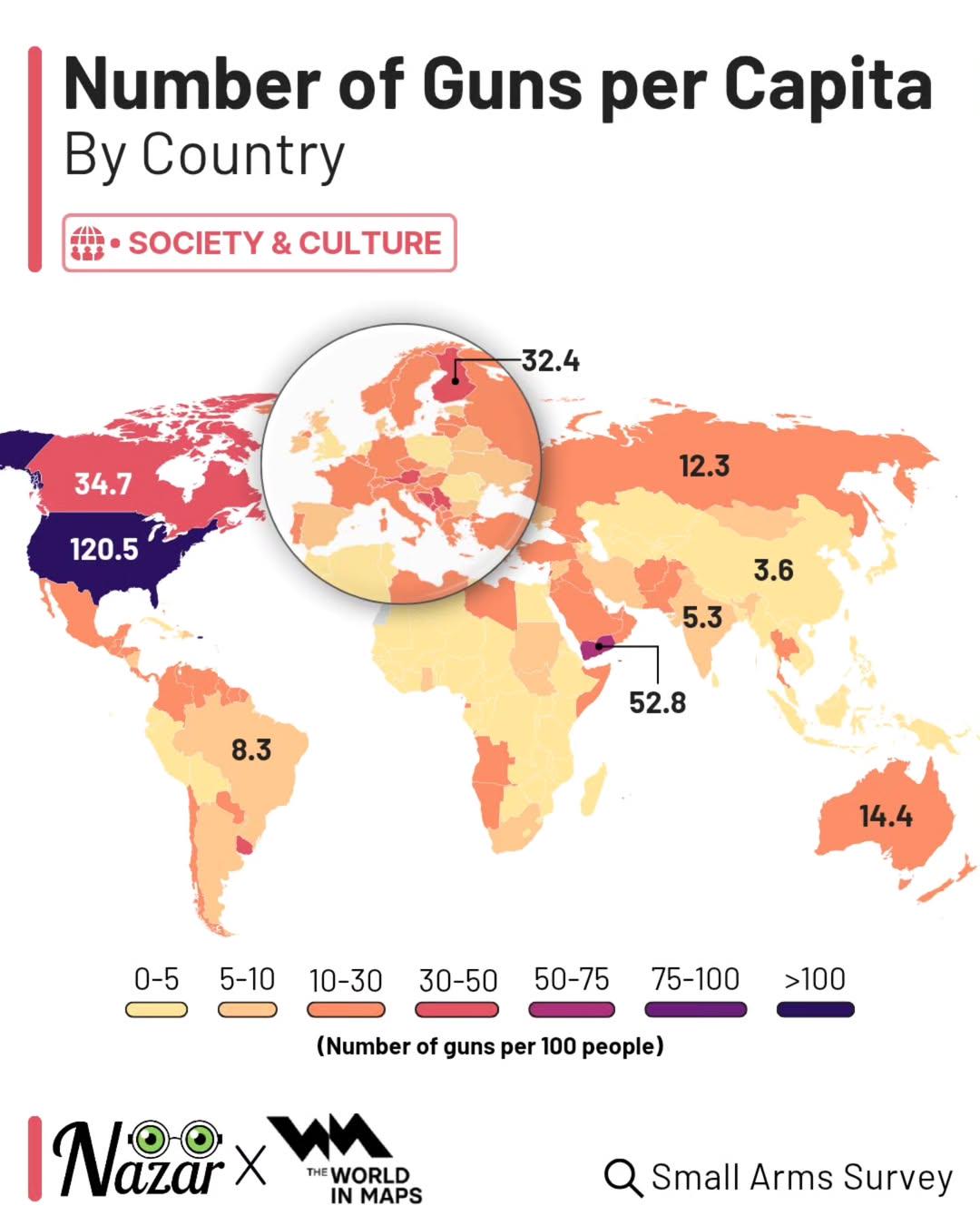 Guns Per Capita by Country Map Guns Per Capita by Country Map