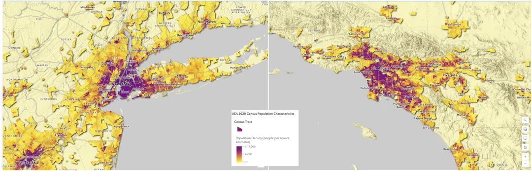 Urban Sprawl Map of New York City and Los Angeles Urban Sprawl Map of New York City and Los Angeles
