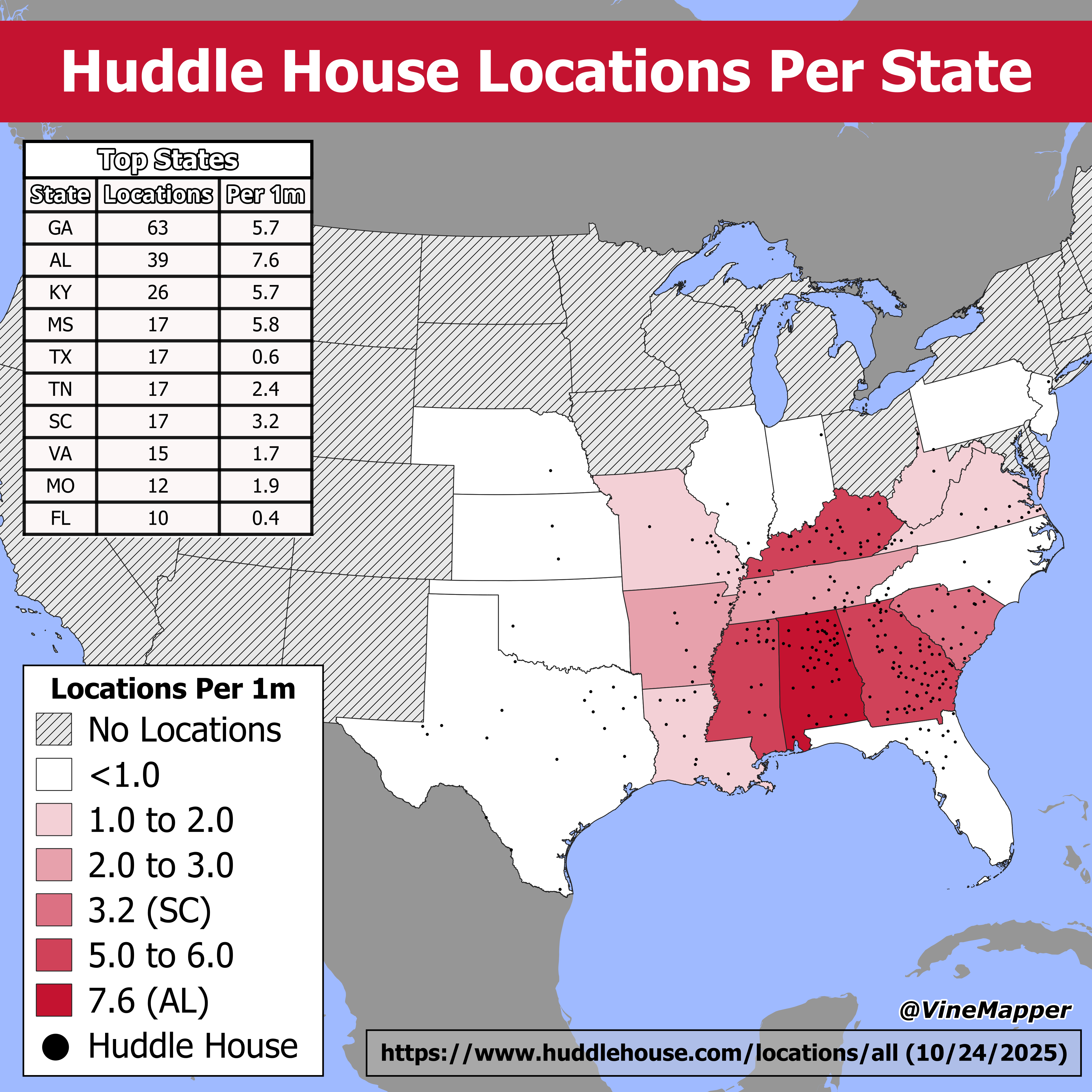 Huddle House Locations Map by State Huddle House Locations Map by State