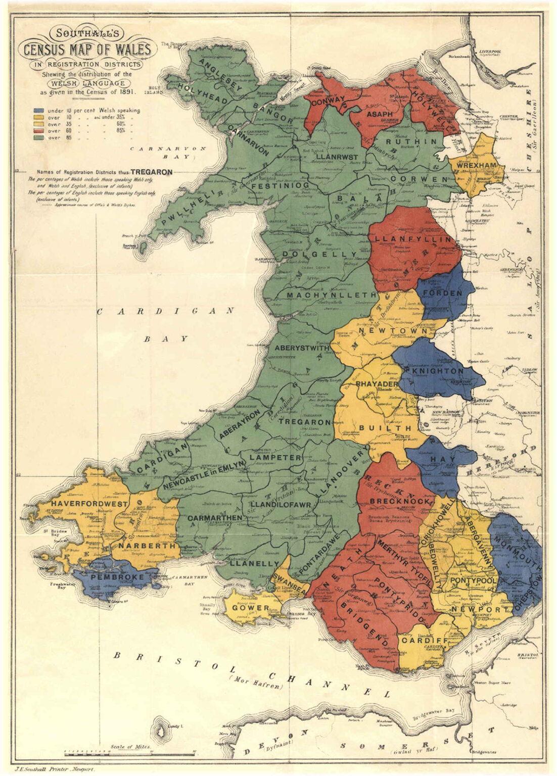 Welsh Language Distribution Map by Census Districts 1891 Welsh Language Distribution Map by Census Districts 1891