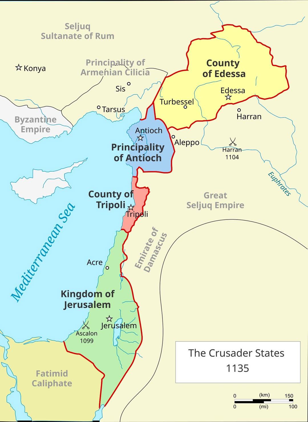 Crusader States in 1135 Map Crusader States in 1135 Map