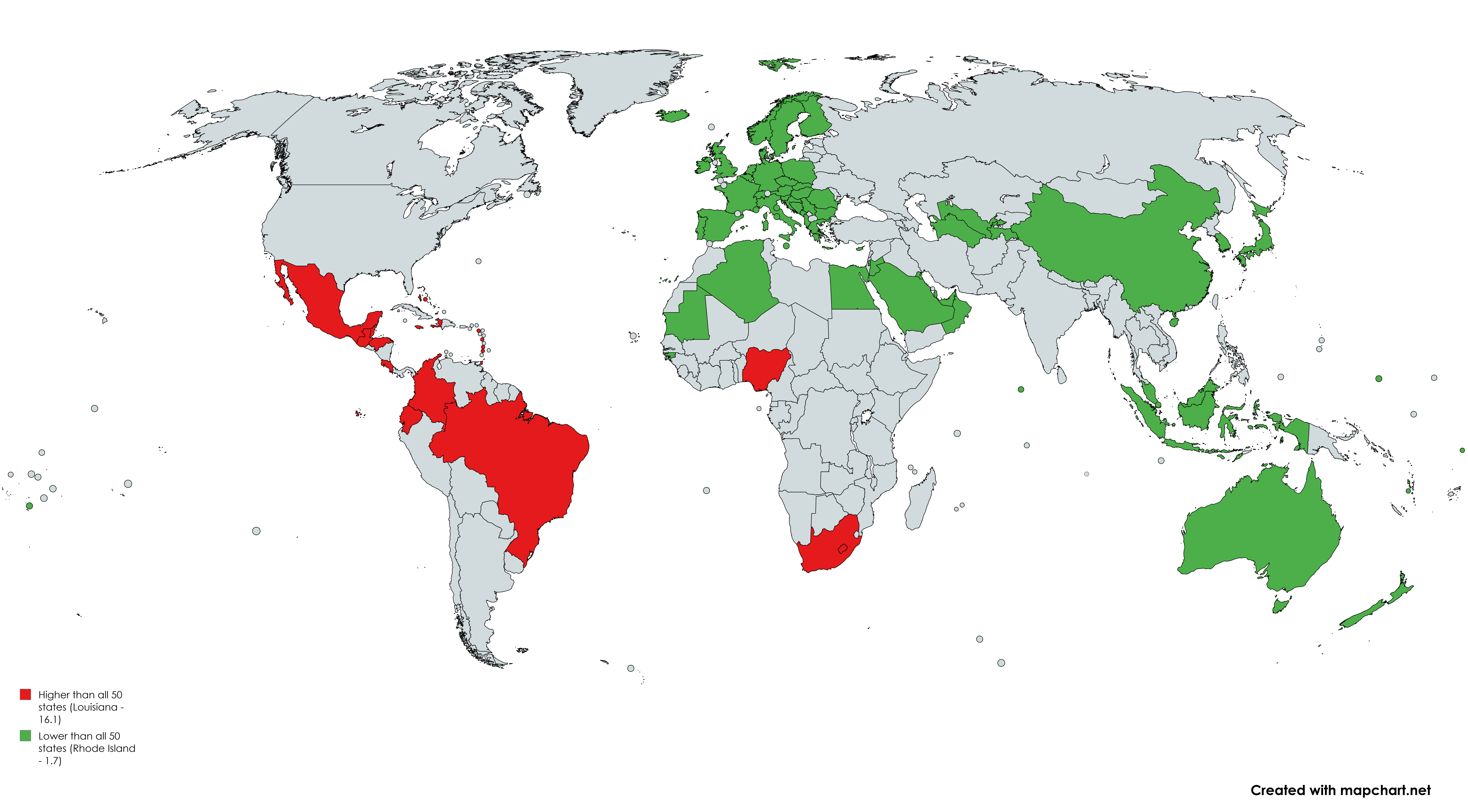 Homicide Rate Comparison Map of US States Homicide Rate Comparison Map of US States