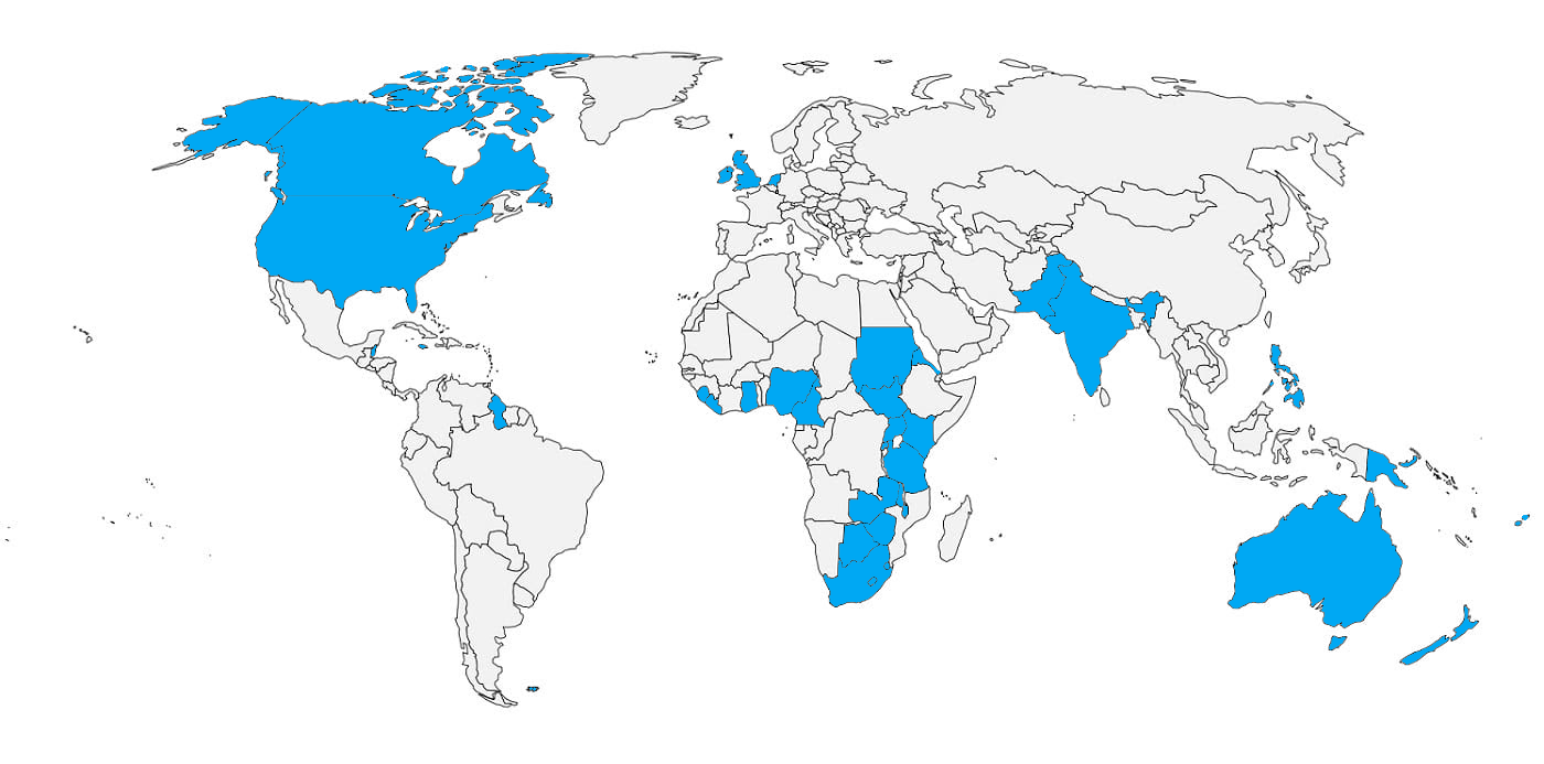 Map of Countries with English as an Official Language Map of Countries with English as an Official Language