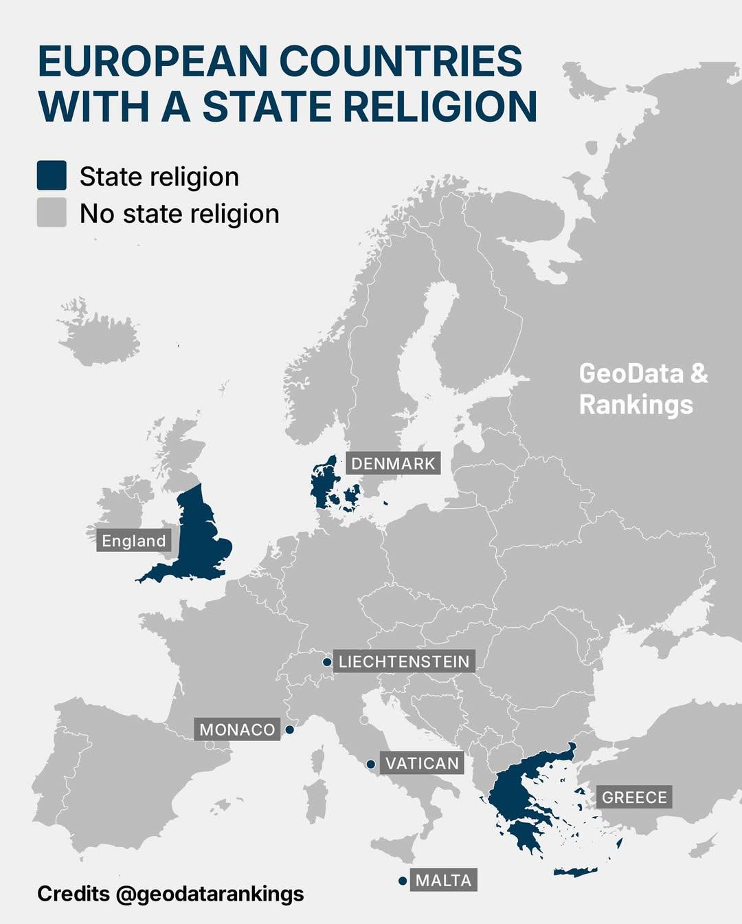 Map of European Countries with State Religion Map of European Countries with State Religion