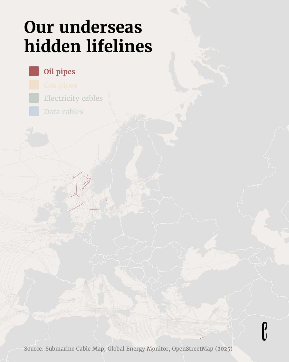 Europe Undersea Connections Map Europe Undersea Connections Map