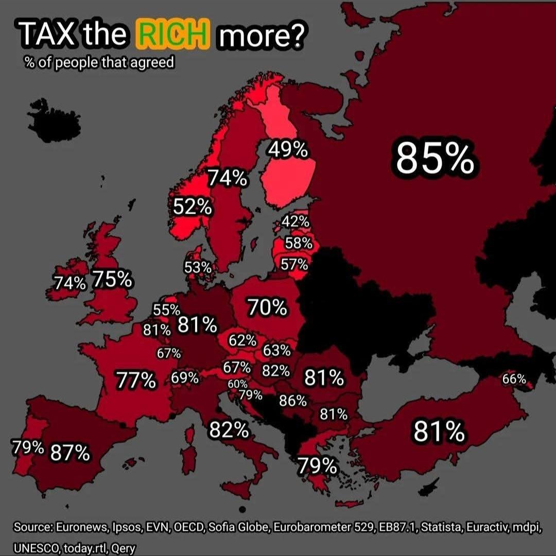 Map of European Attitudes on Wealth Taxation