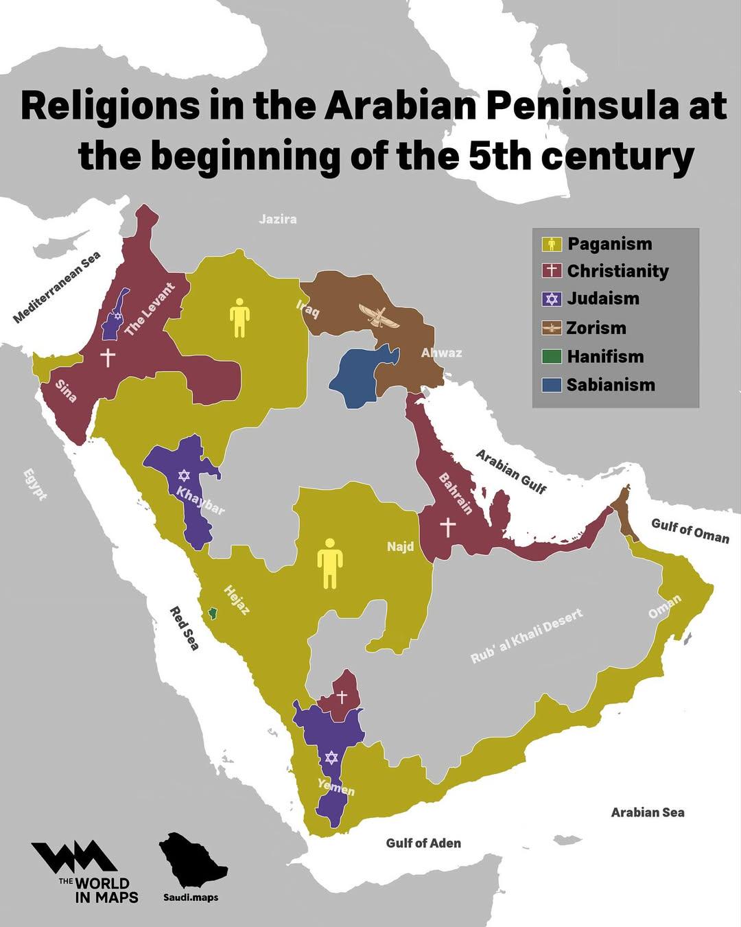 Religions in the Arabian Peninsula Map