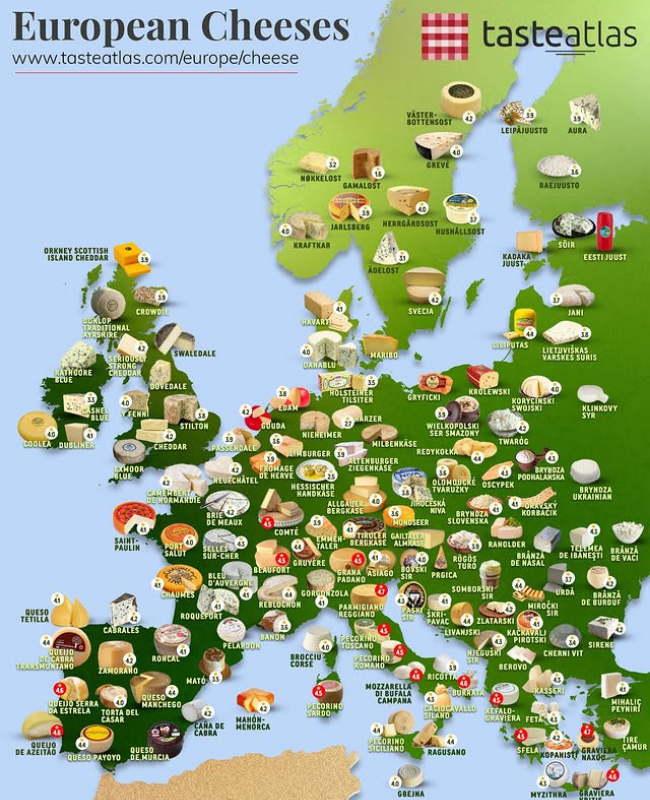 European Cheese Varieties Map European Cheese Varieties Map