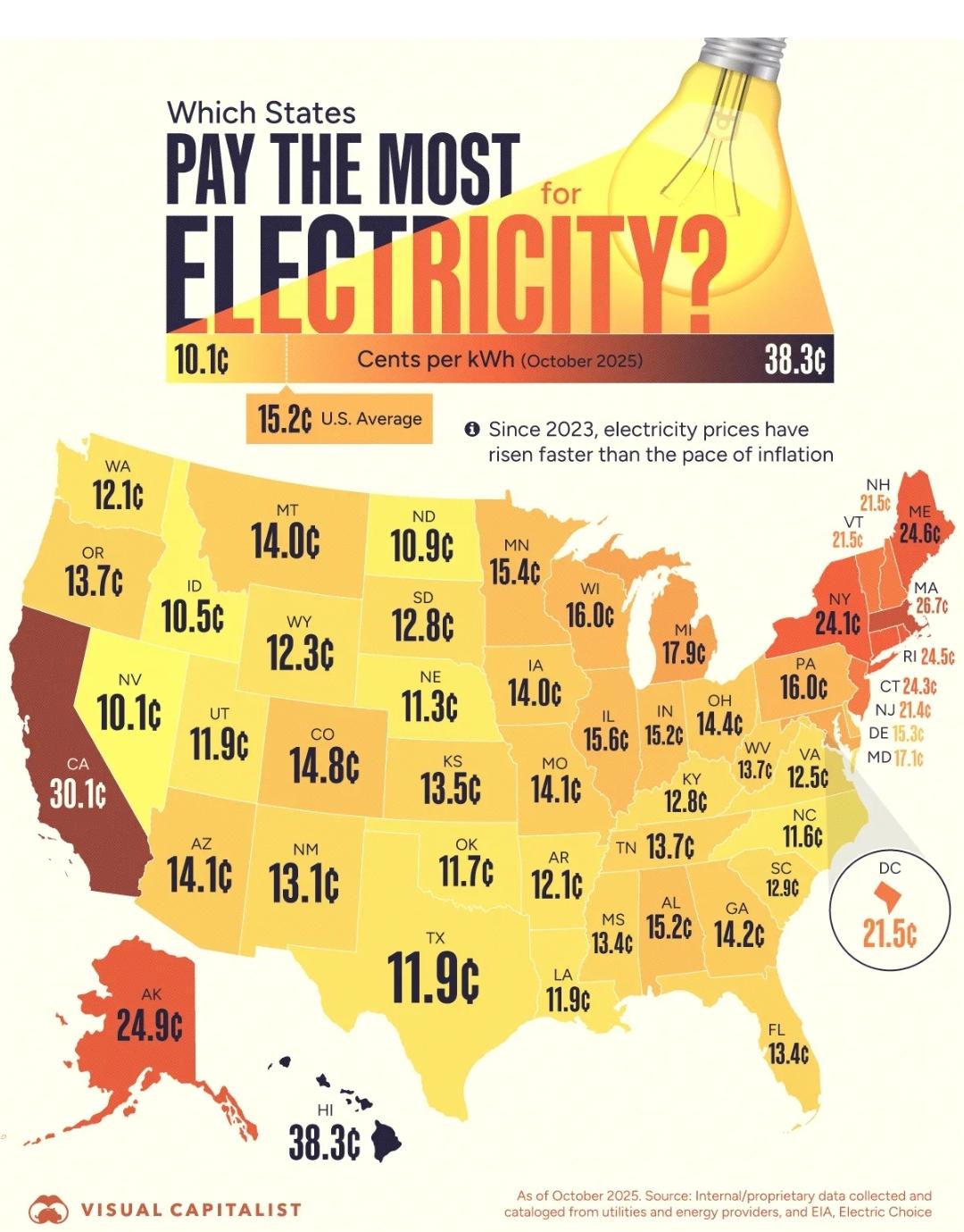 Electric Cost in the United States Map Electric Cost in the United States Map