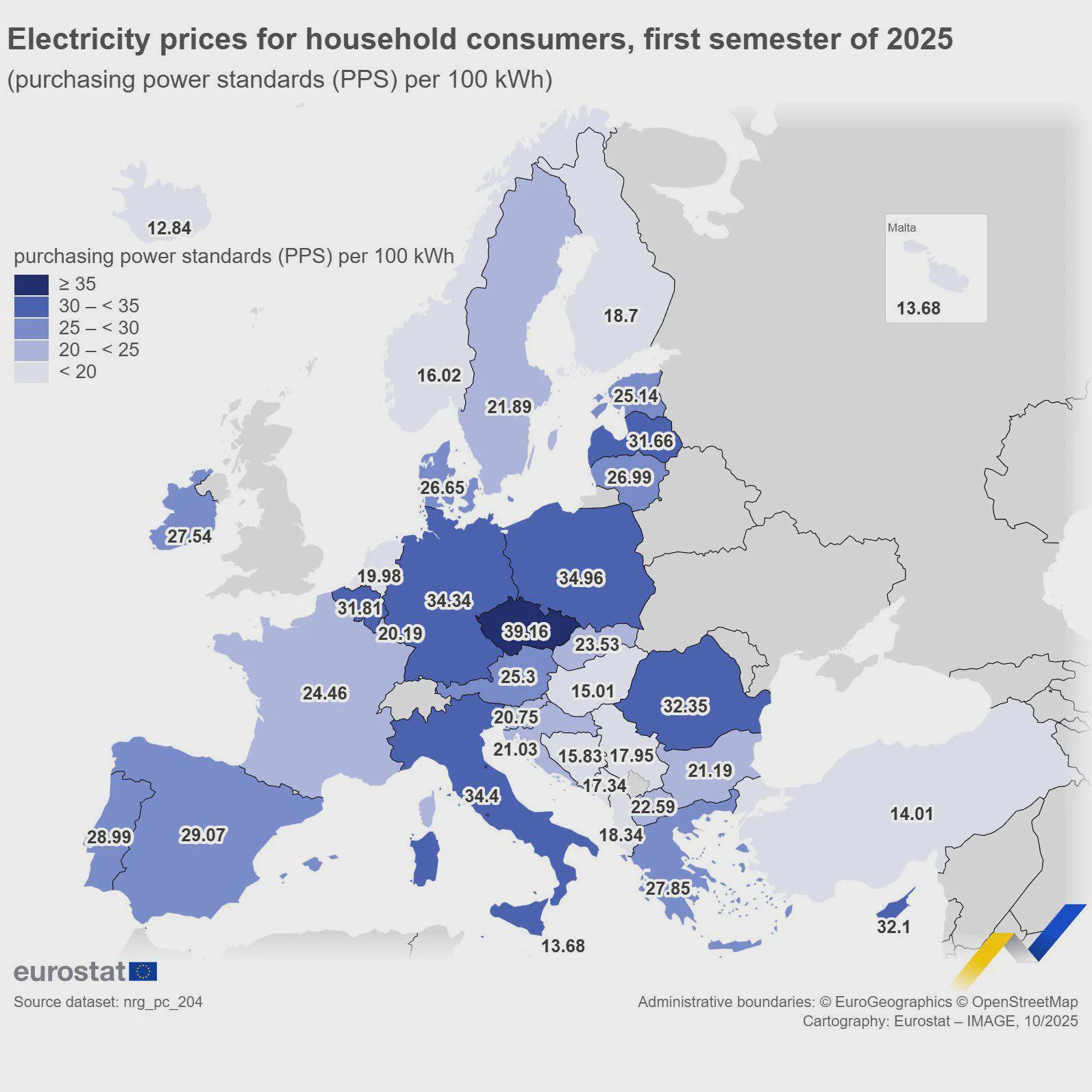Electricity Prices Map for First Semester 2025 Electricity Prices Map for First Semester 2025