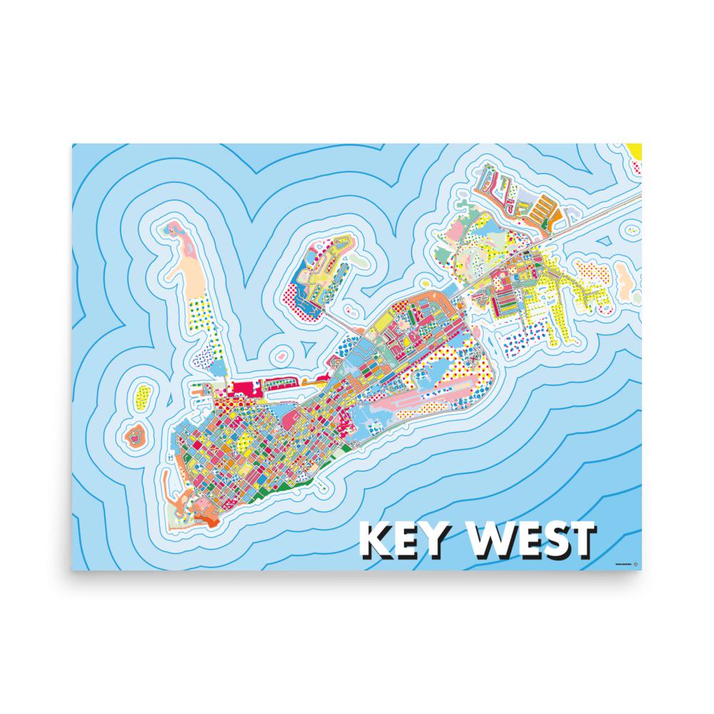 Key West Map Art and Geographic Features Key West Map Art and Geographic Features