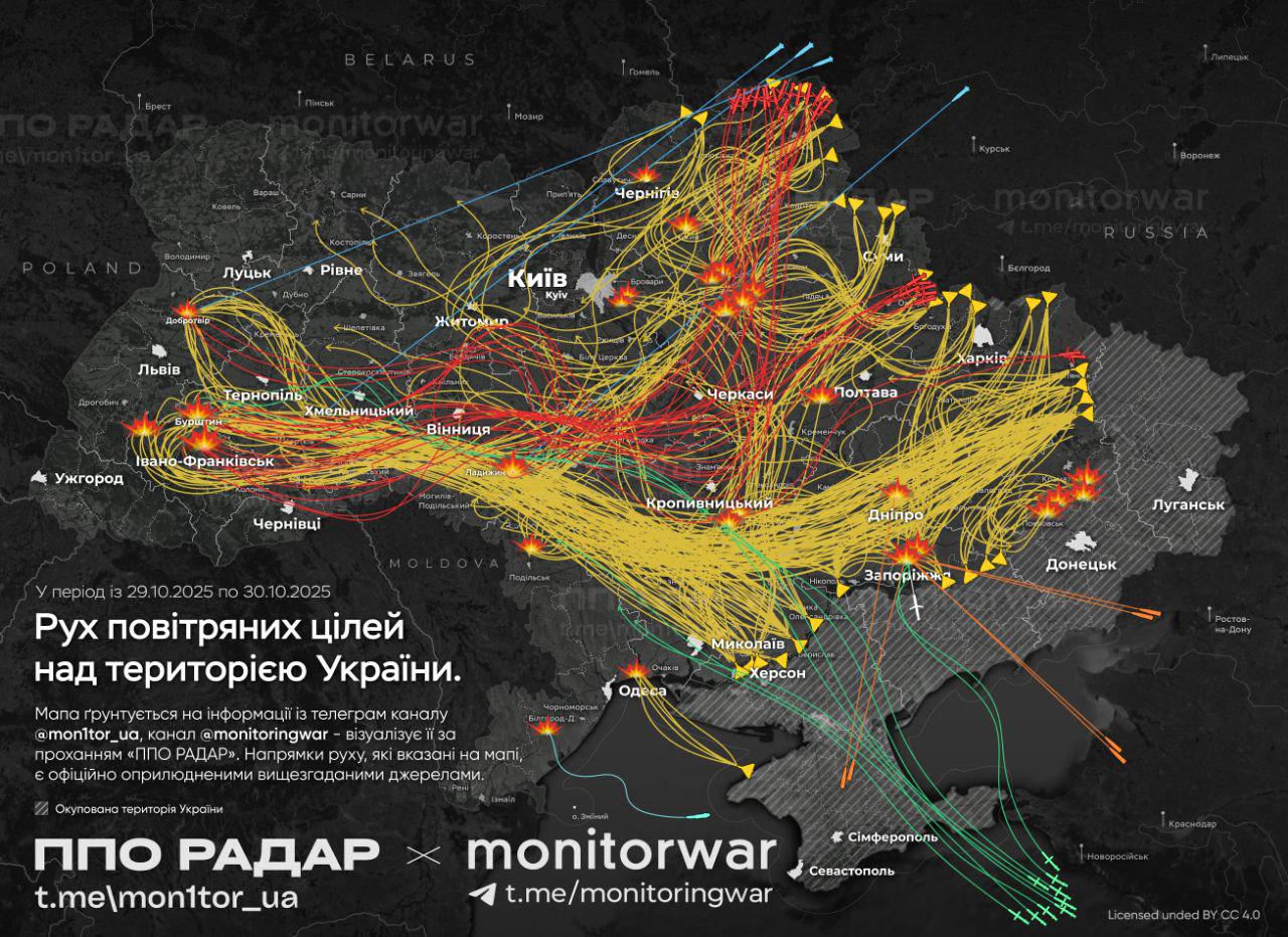 Russian Drone and Rocket Attack Trajectory Map Russian Drone and Rocket Attack Trajectory Map