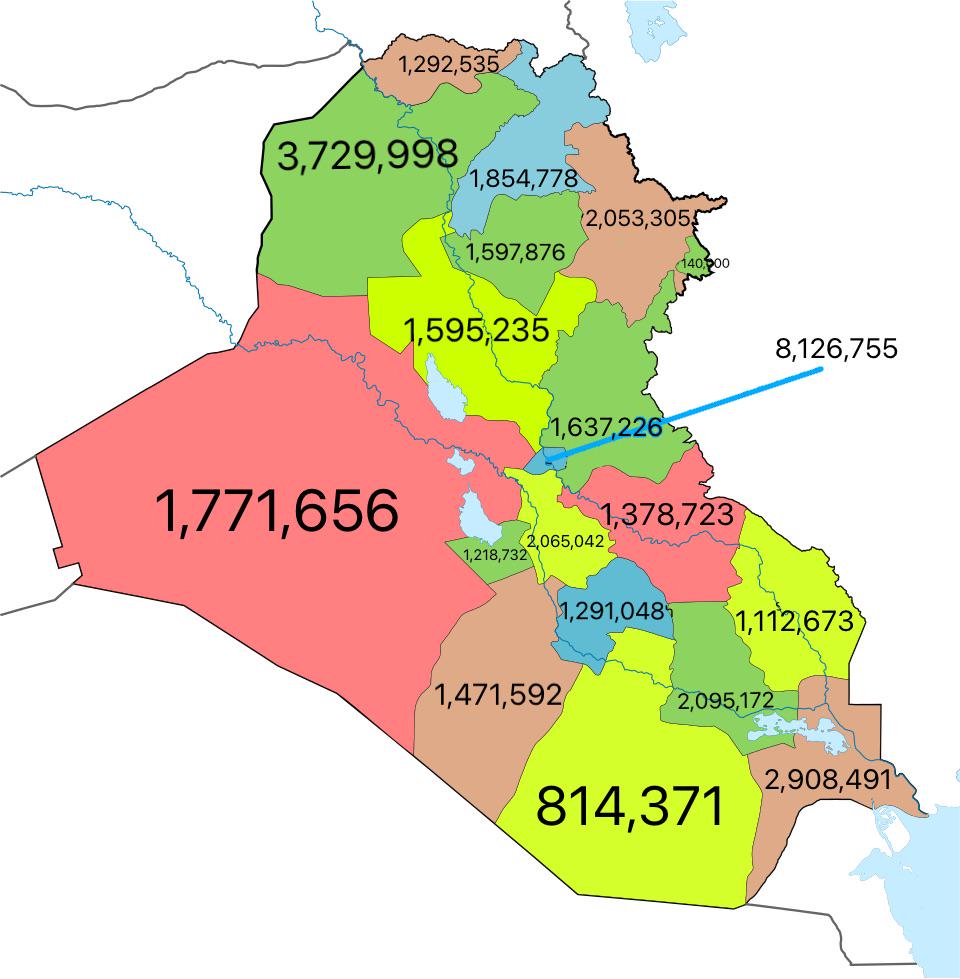 Iraq Population Map by Governorate Iraq Population Map by Governorate