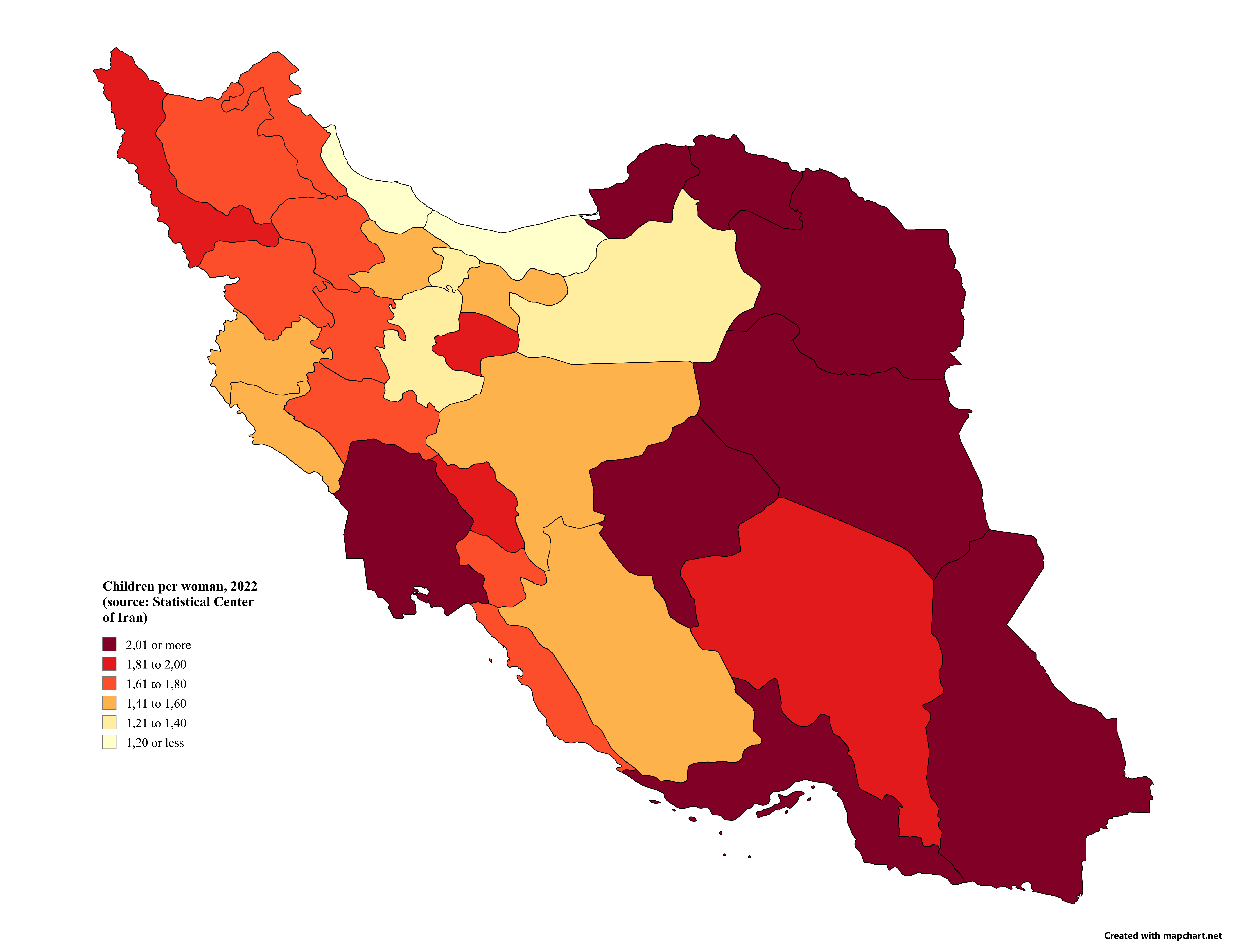 Children per Woman in Iran by Province Map Children per Woman in Iran by Province Map