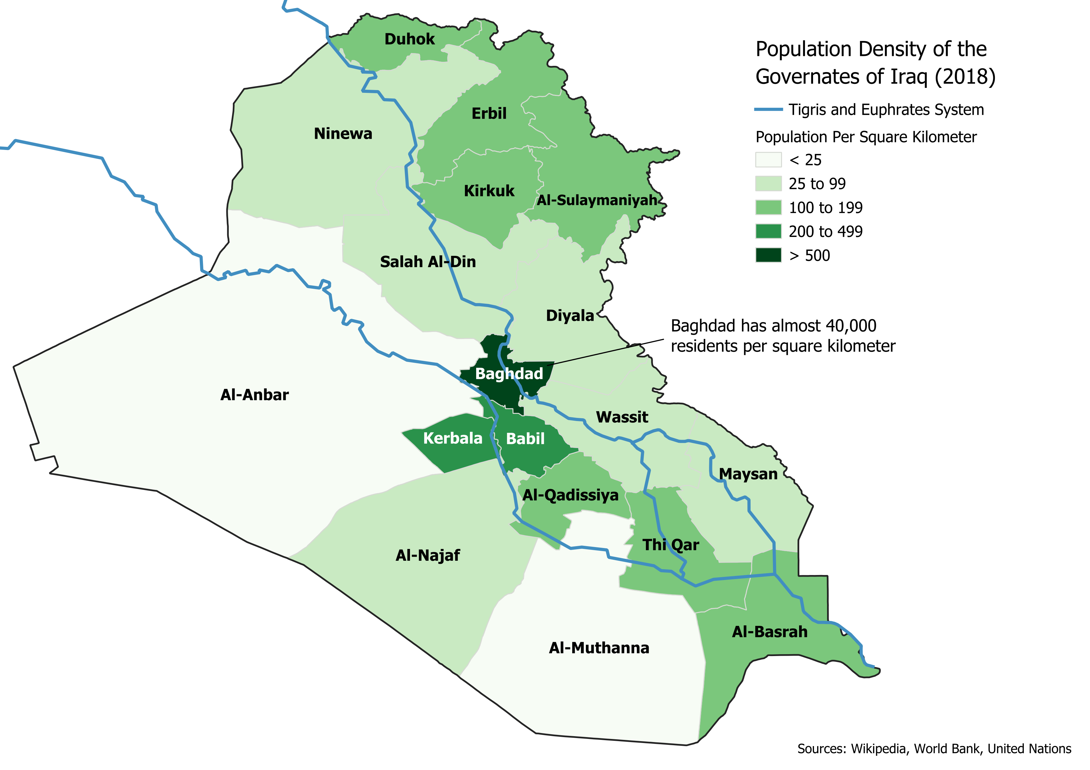 Population Density Map of Iraq Population Density Map of Iraq