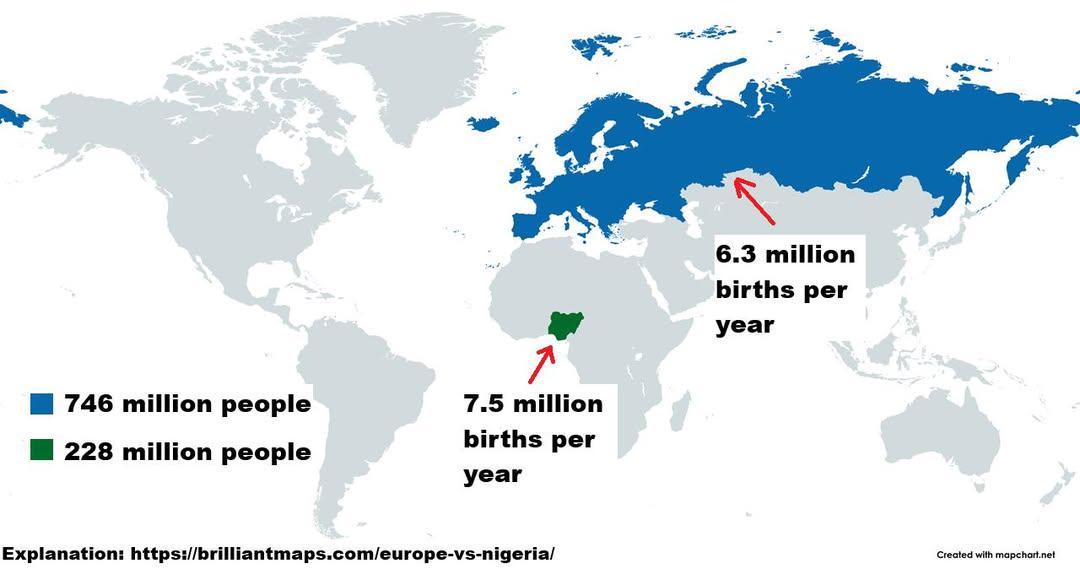 Birth Rates Comparison Map of Countries Birth Rates Comparison Map of Countries