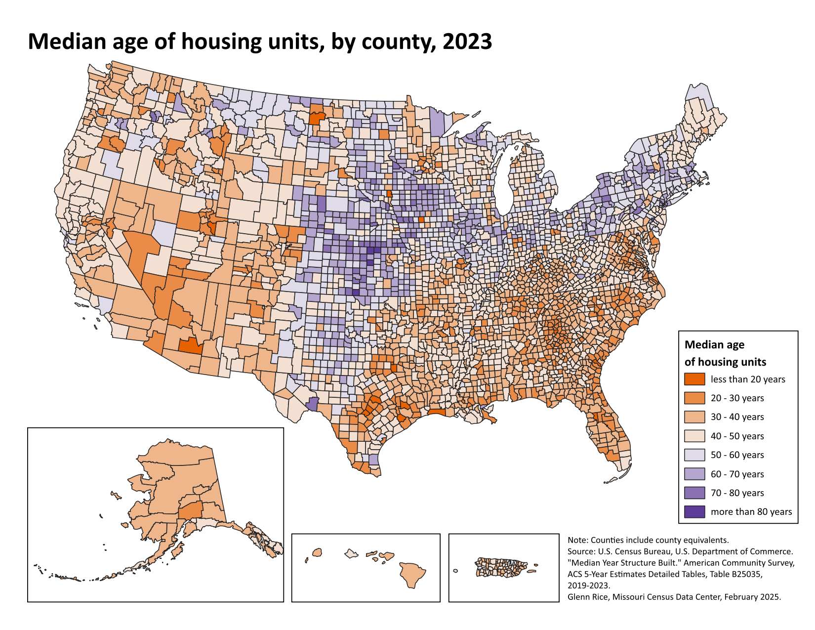 Median Age of Housing Units in USA Map Median Age of Housing Units in USA Map
