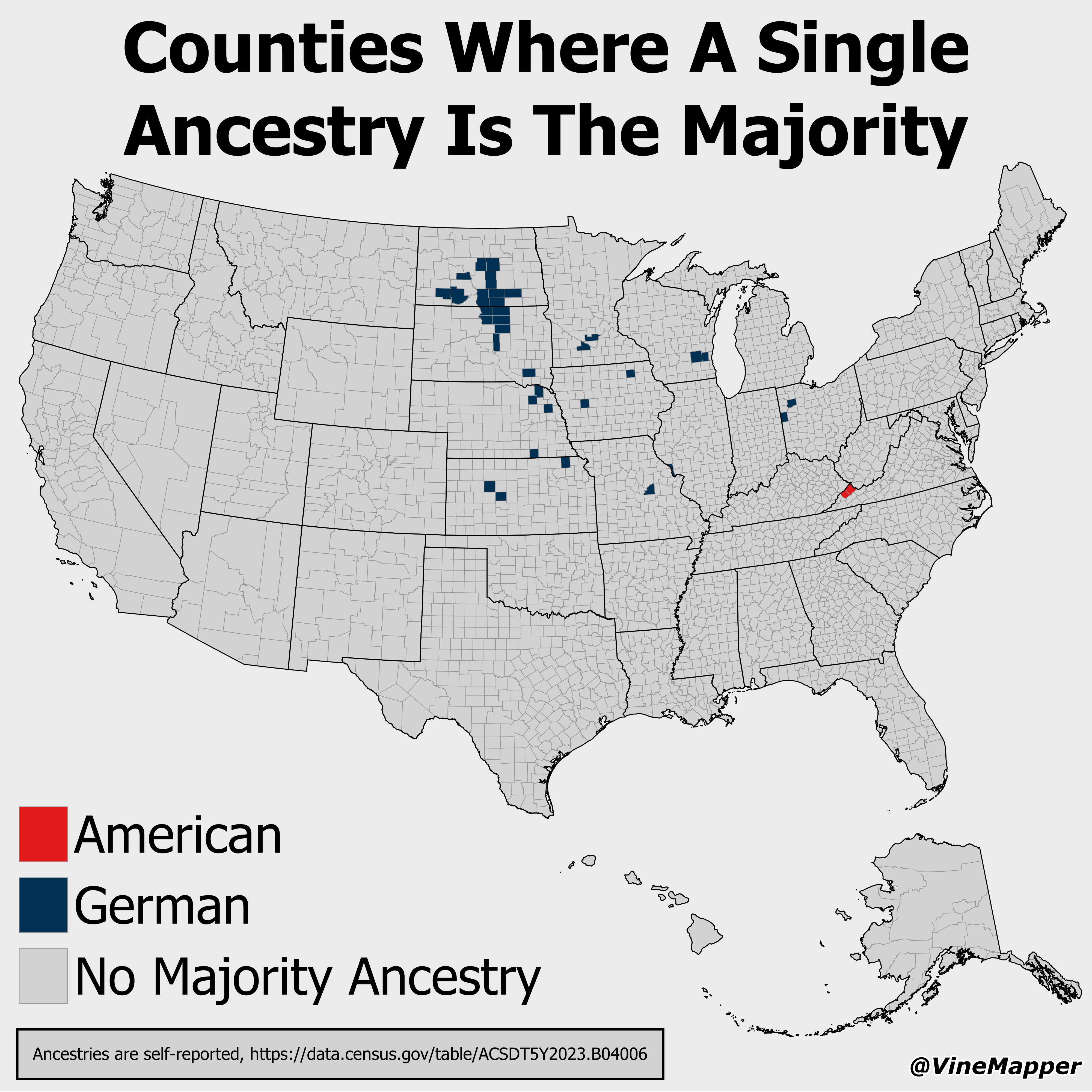 Counties Where A Single Ancestry Is The Majority Map Counties Where A Single Ancestry Is The Majority Map