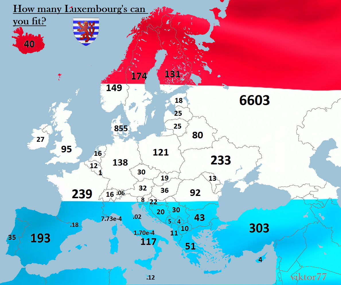 Map of Luxembourg's Area Comparison Map of Luxembourg's Area Comparison