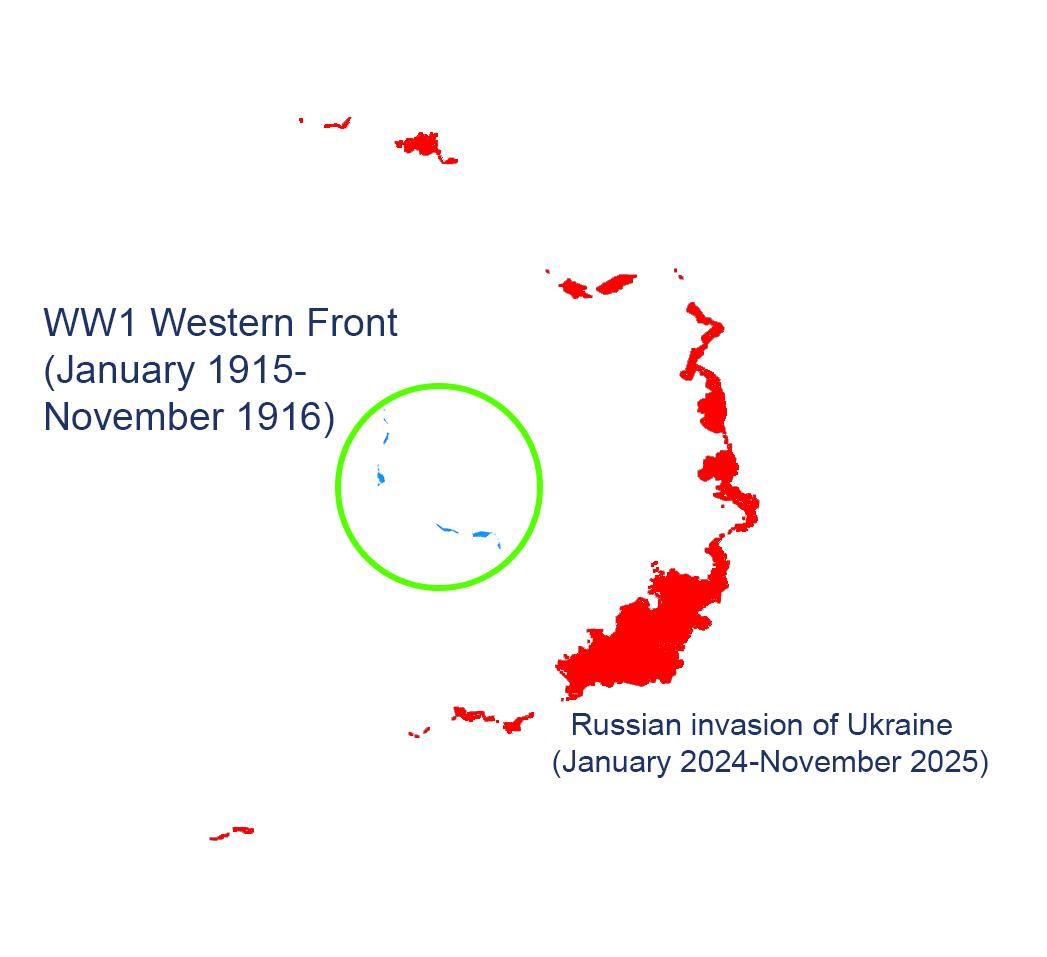 Territorial Changes Map: Ukraine War vs WW1 Western Front Territorial Changes Map: Ukraine War vs WW1 Western Front